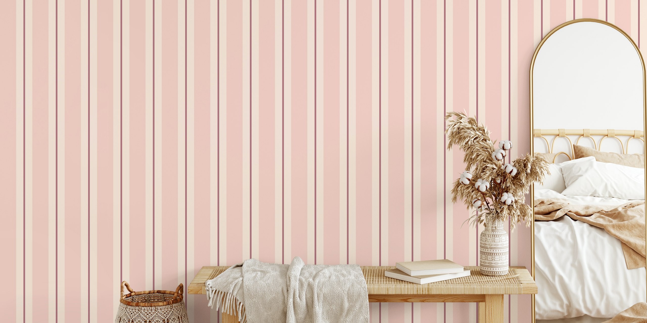 Timeless cabana stripes large – pastel pink in una stanza