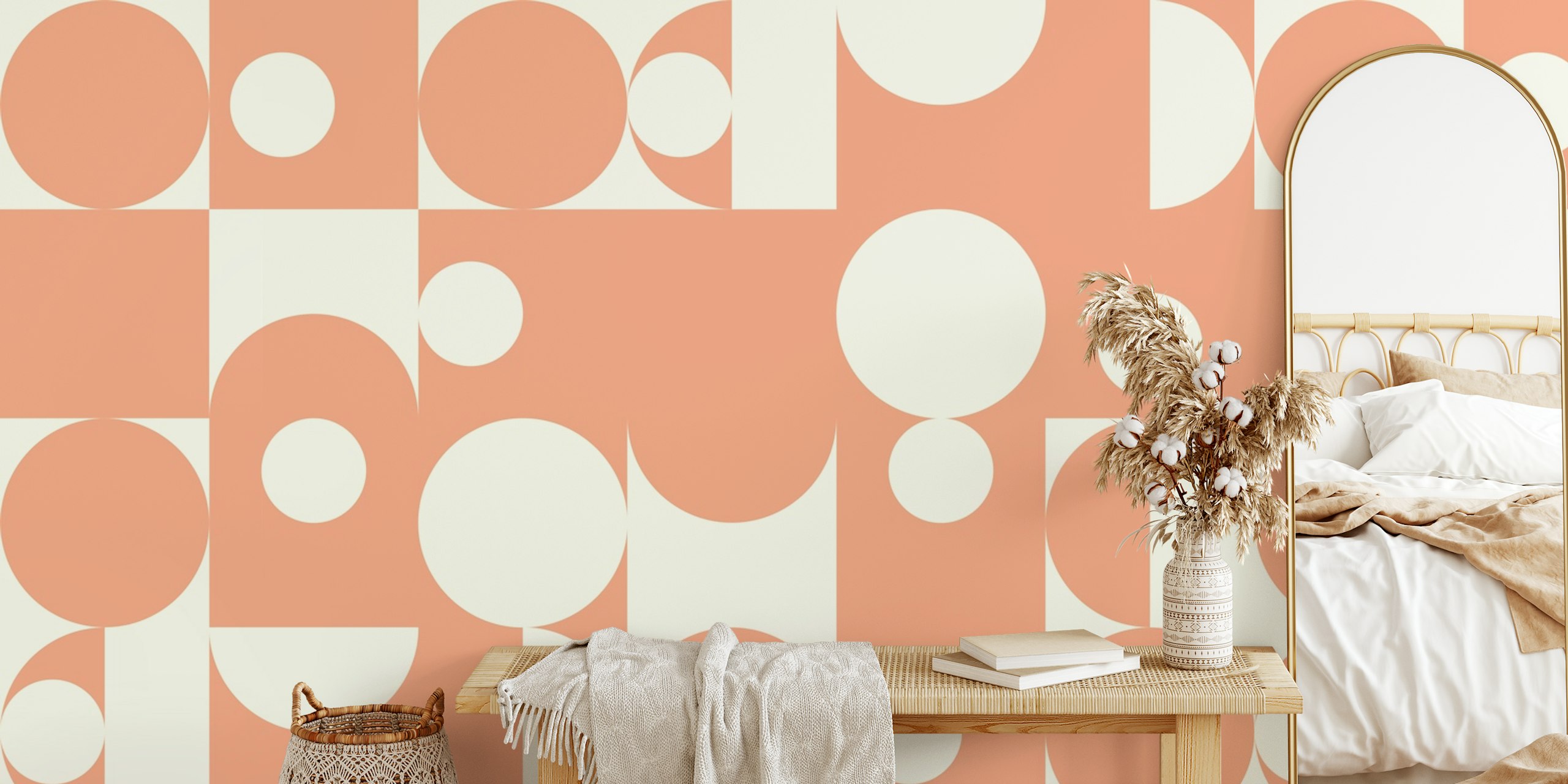 Bauhaus Peachy Circle Dance tapet i et rum