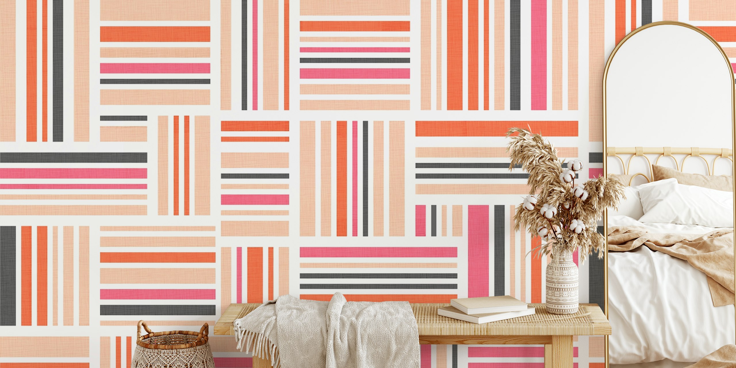 Mosaic statement tapet i ett modernt rum