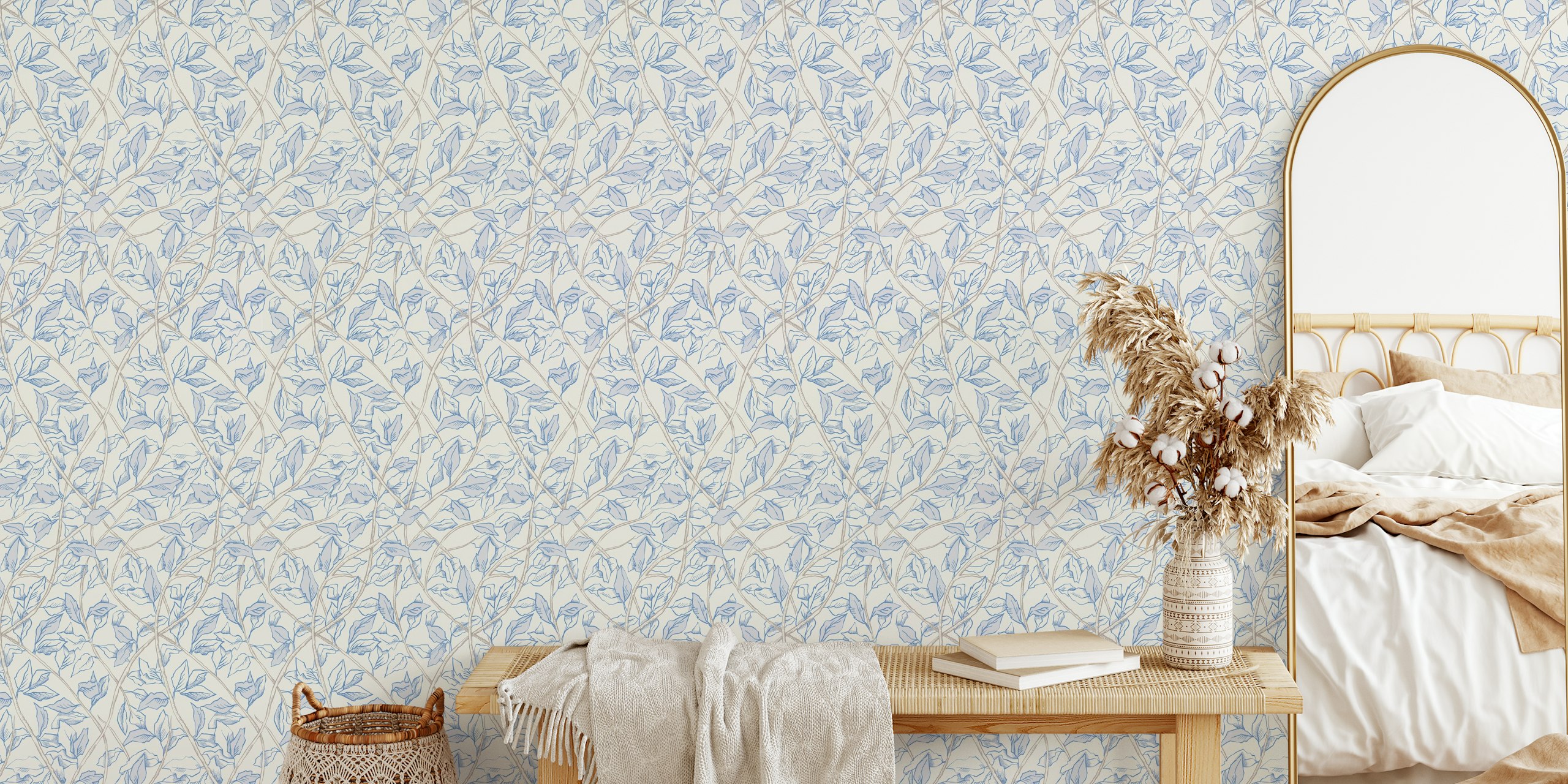 Botanical Floral Branches behang in een kamer