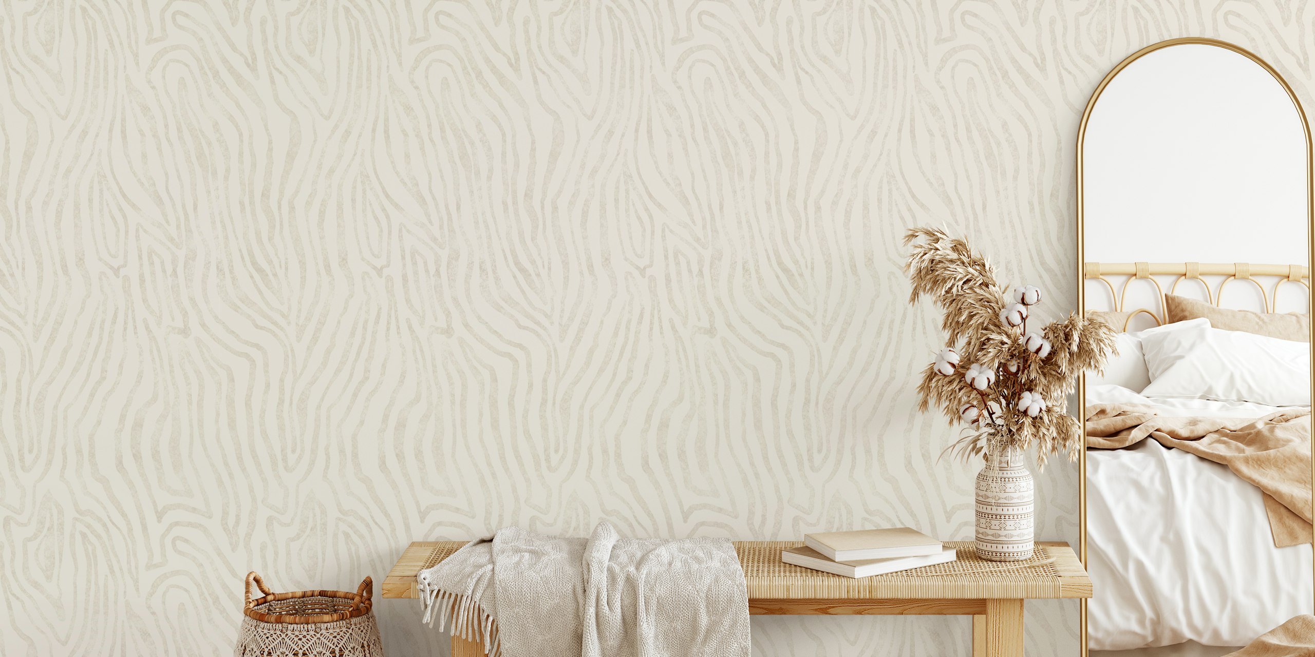 Hand Drawn Neutral Tan & beige organic Lines tapeta