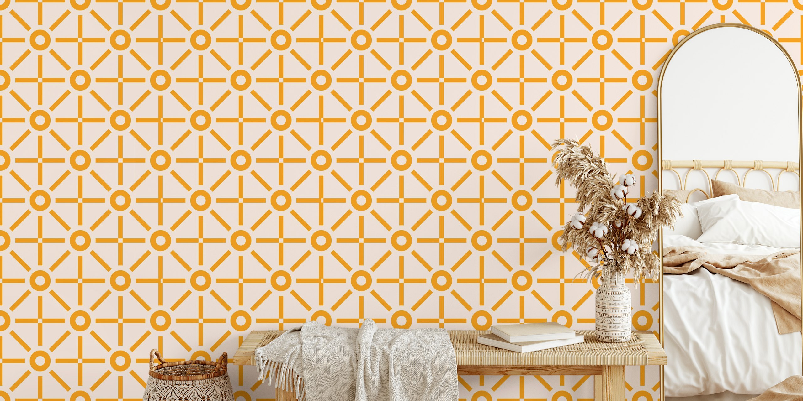 Geometric Sun Yellow Blush tapetdesign