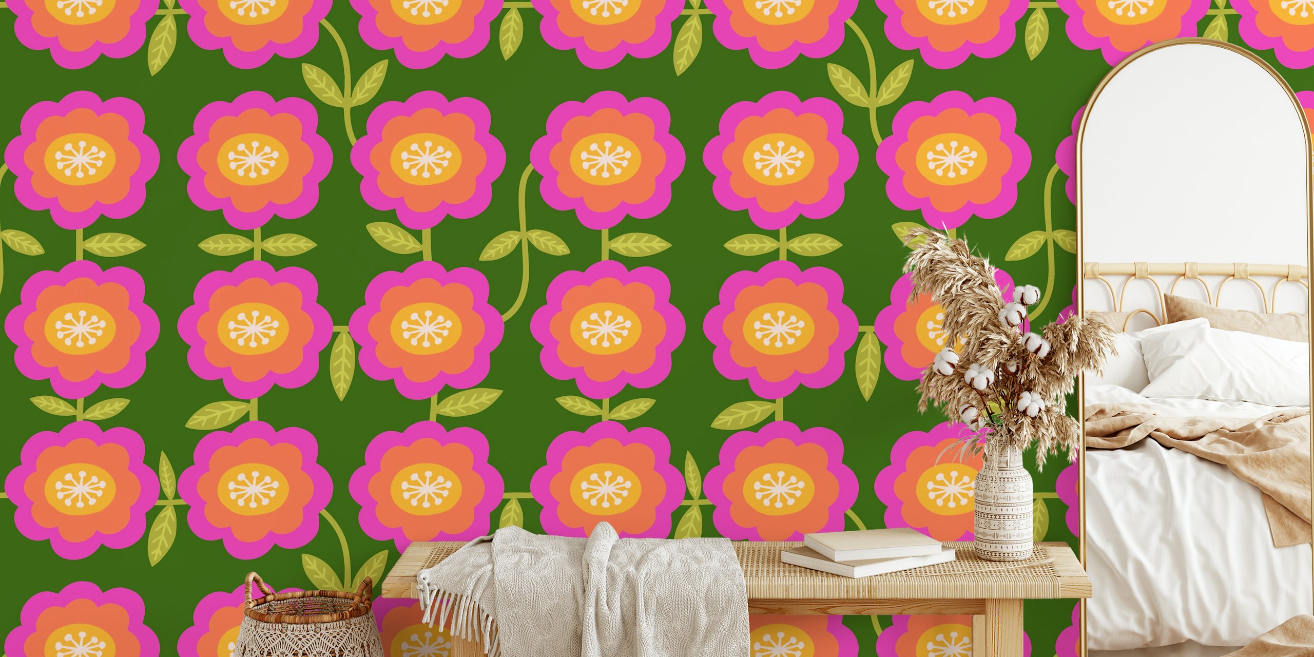 Flower Power Granny Vibes tapetti huoneessa