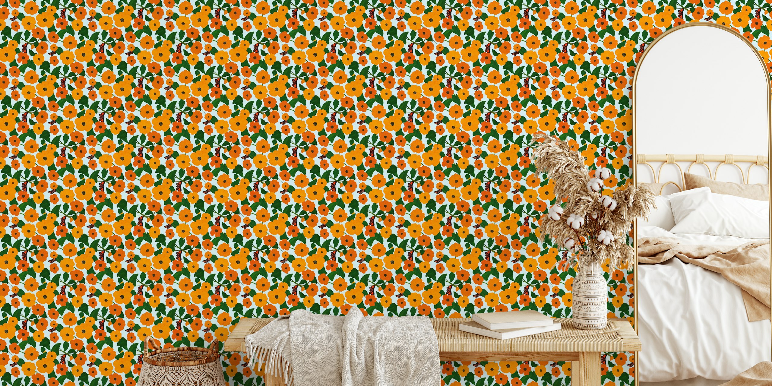 Phoebes Floral Garden wallpaper in a room