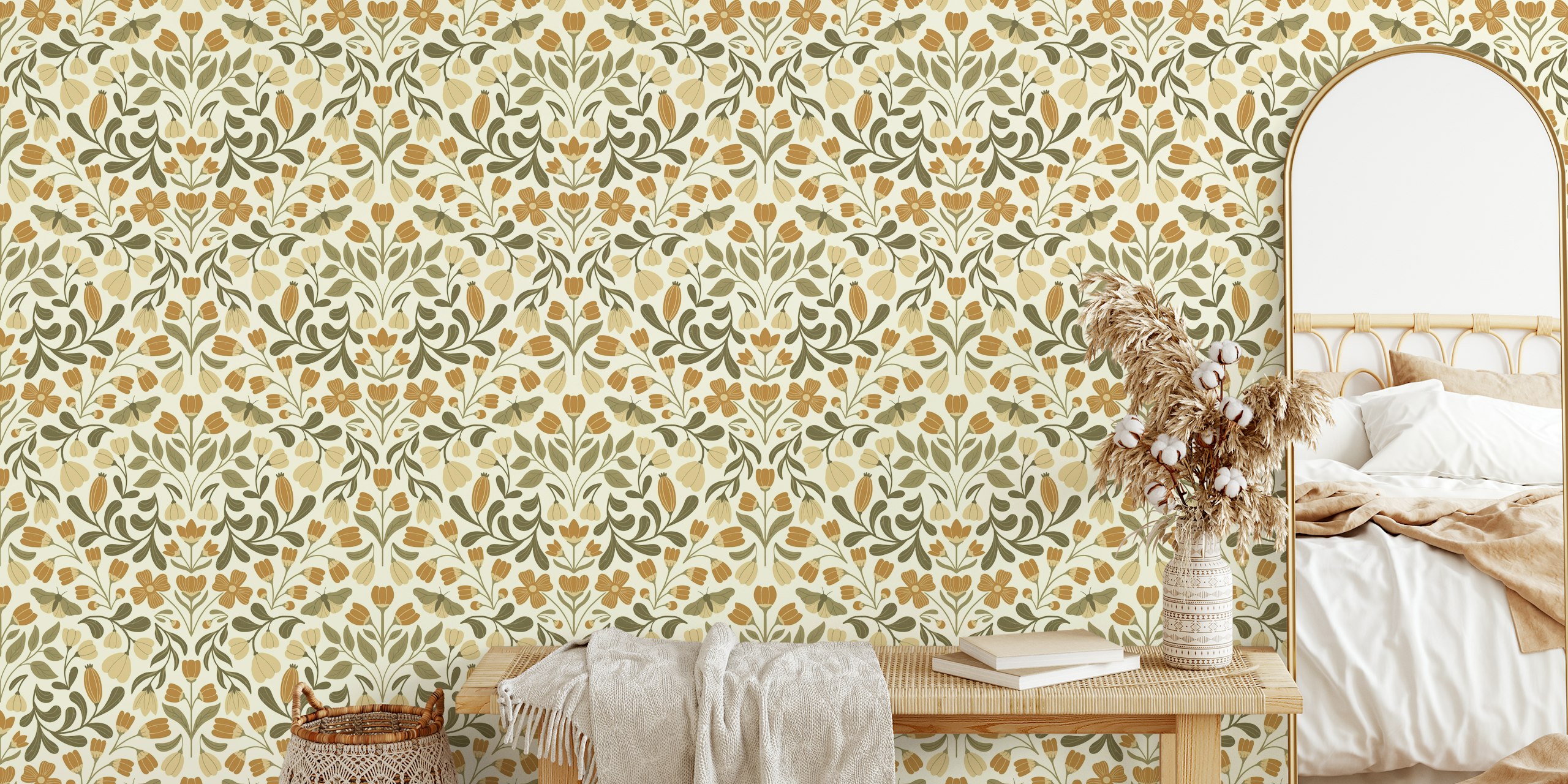 Forest Flowers and Moths wallpaper i ett rum