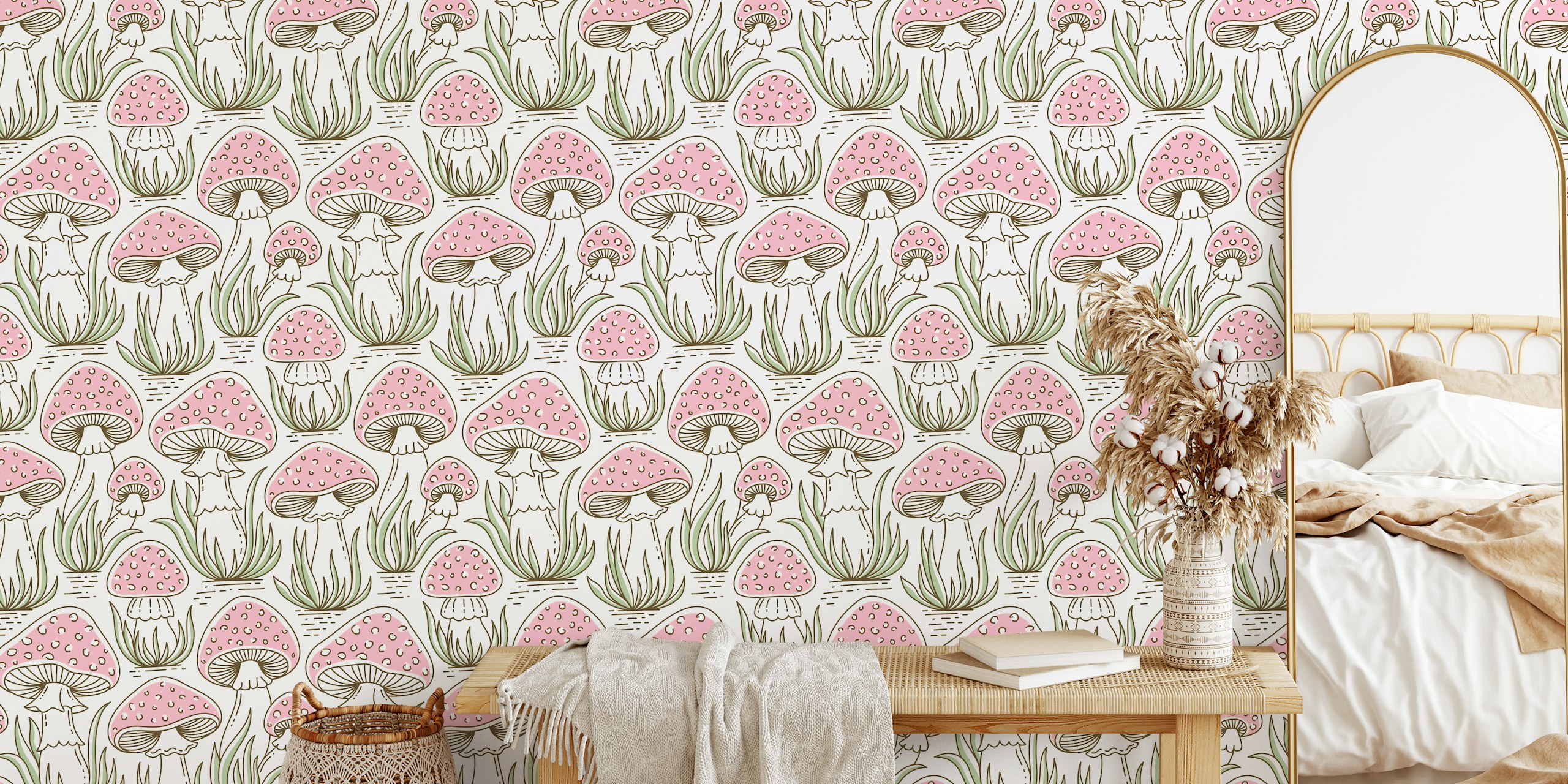 Tapeta Whimsical Mushroom Meadow u sobi