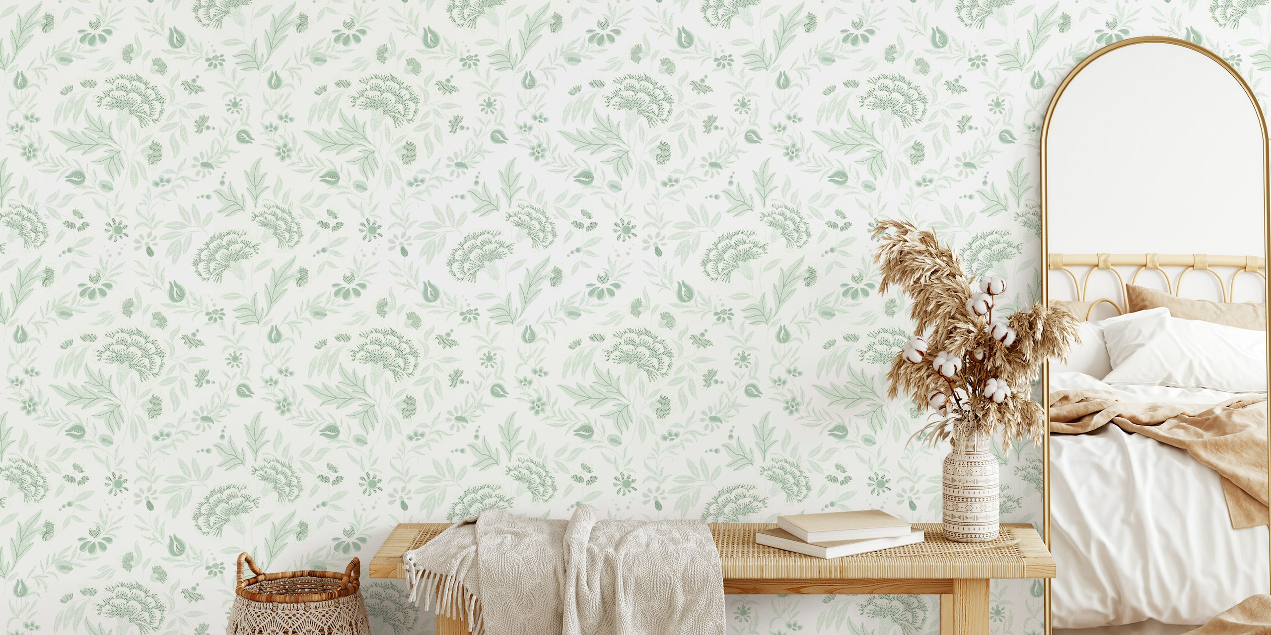 Georgian Floral - Eau-De-Nil tapet i et rum