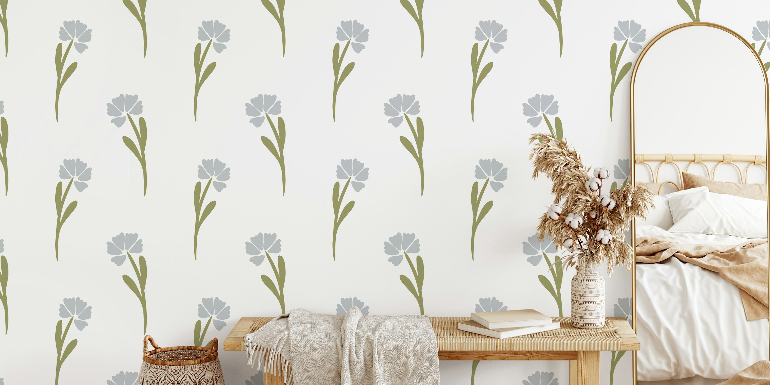 Victorian Floral wallpaper in a room setting