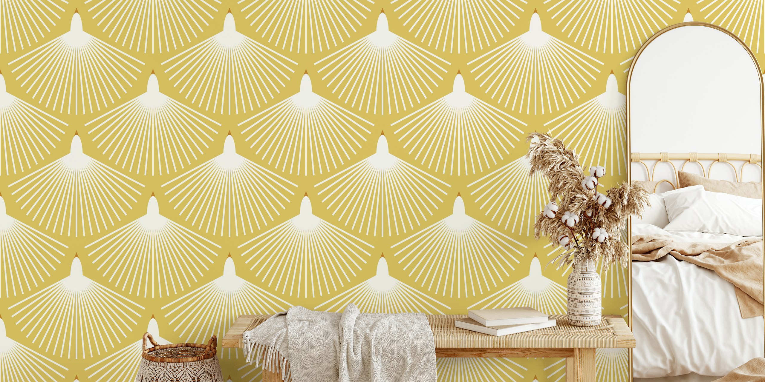 Papel de parede moderno abstrato de pássaro em um quarto