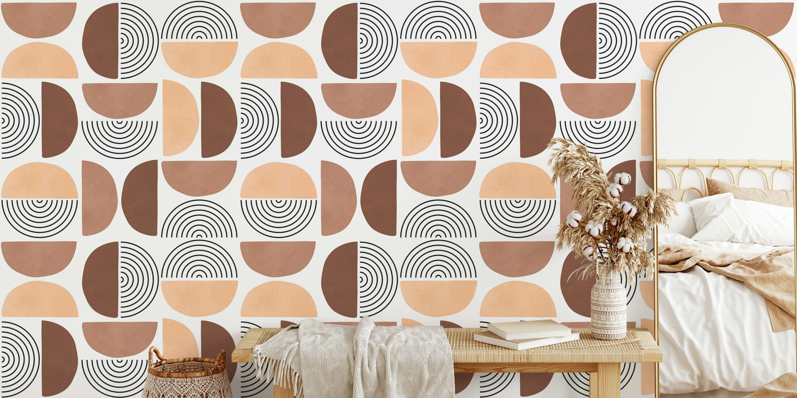 Papel de parede Modern Earth Tones em um quarto