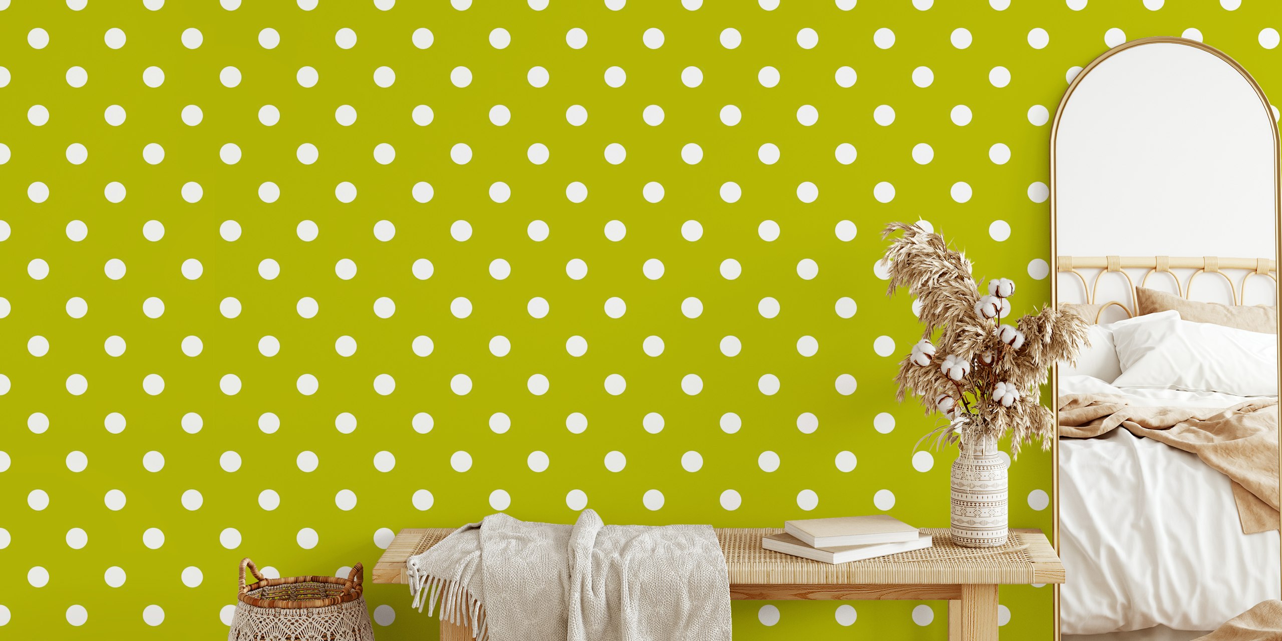 Papel de parede com White dots on moss green