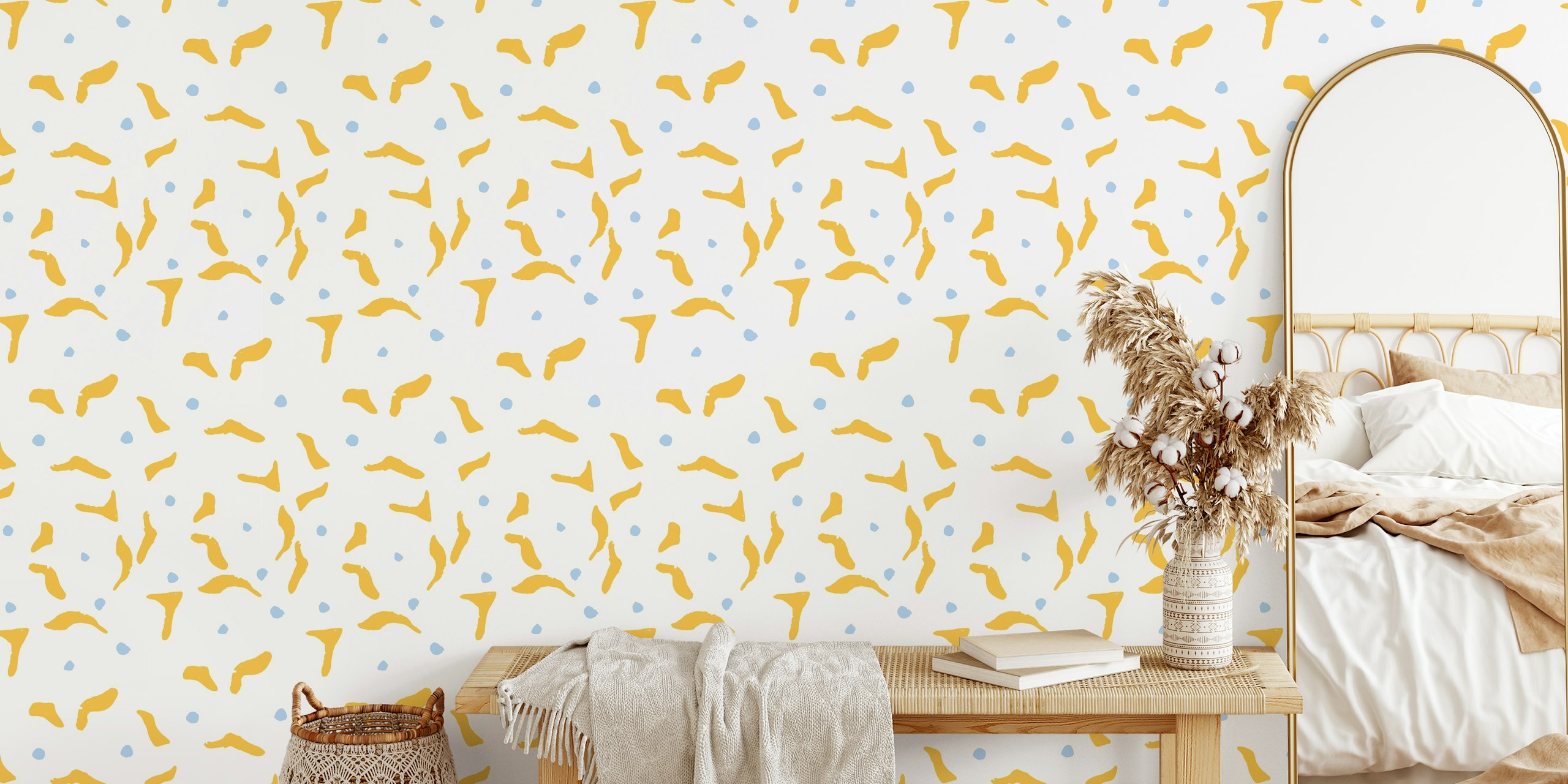Whimsical Yellow Shapes tapet i et rum