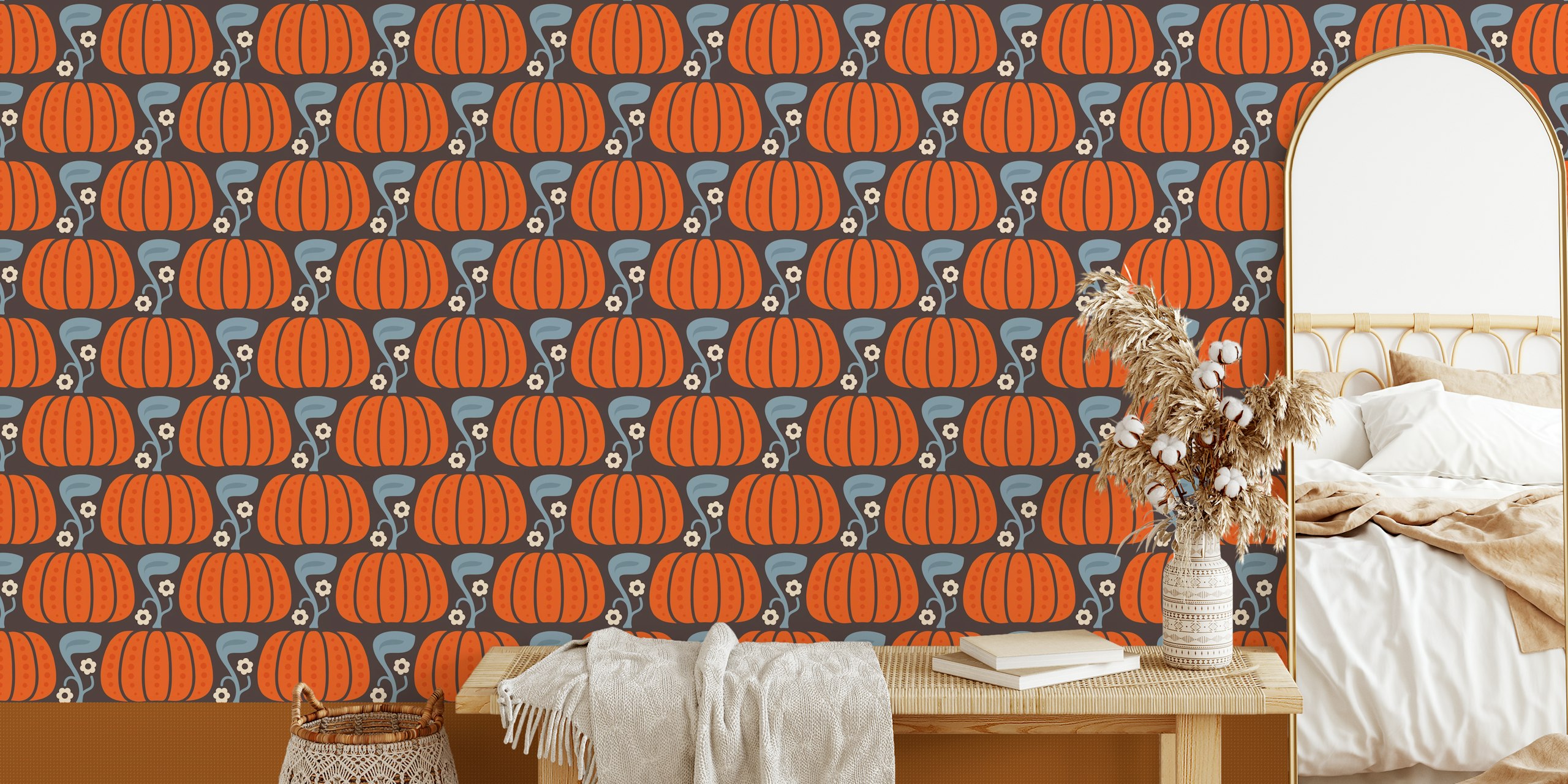 Cozy Pumpkin Charm wallpaper i et rom