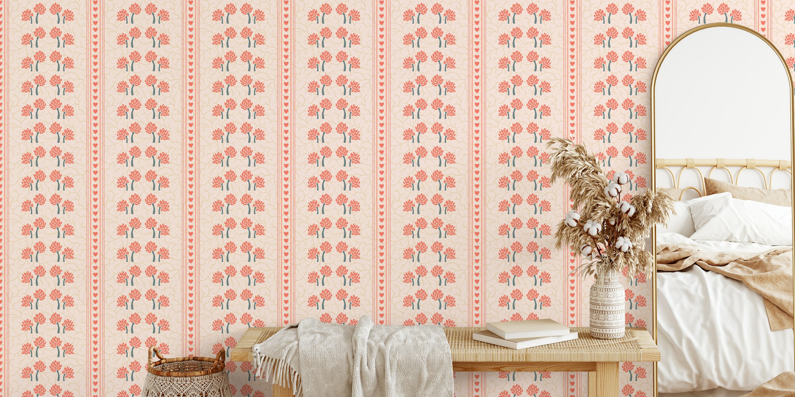 Wallpaper met Field with Pink Chives in een kamer