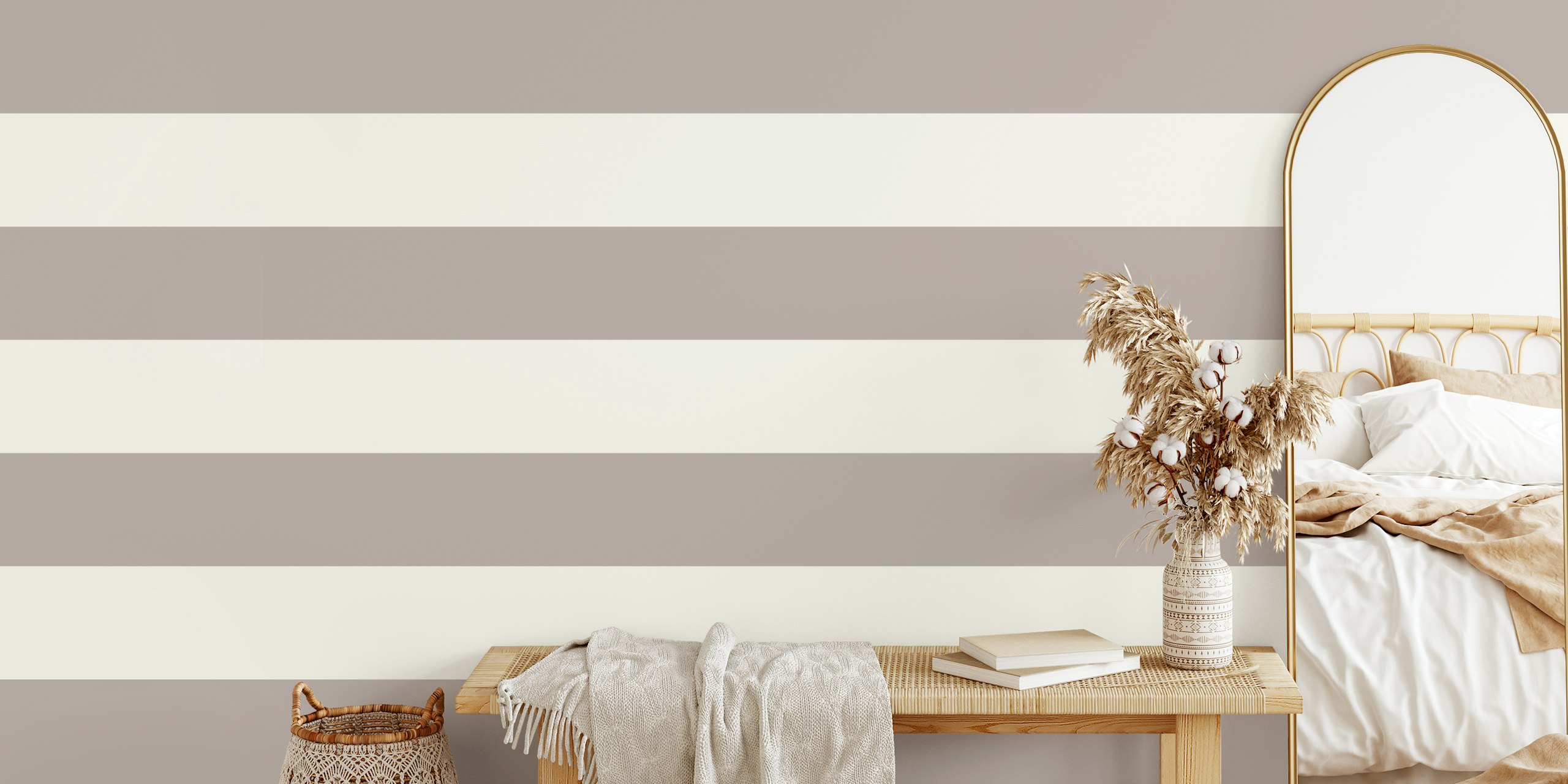 Smooth Beige Stripes Tapete in einem Raum