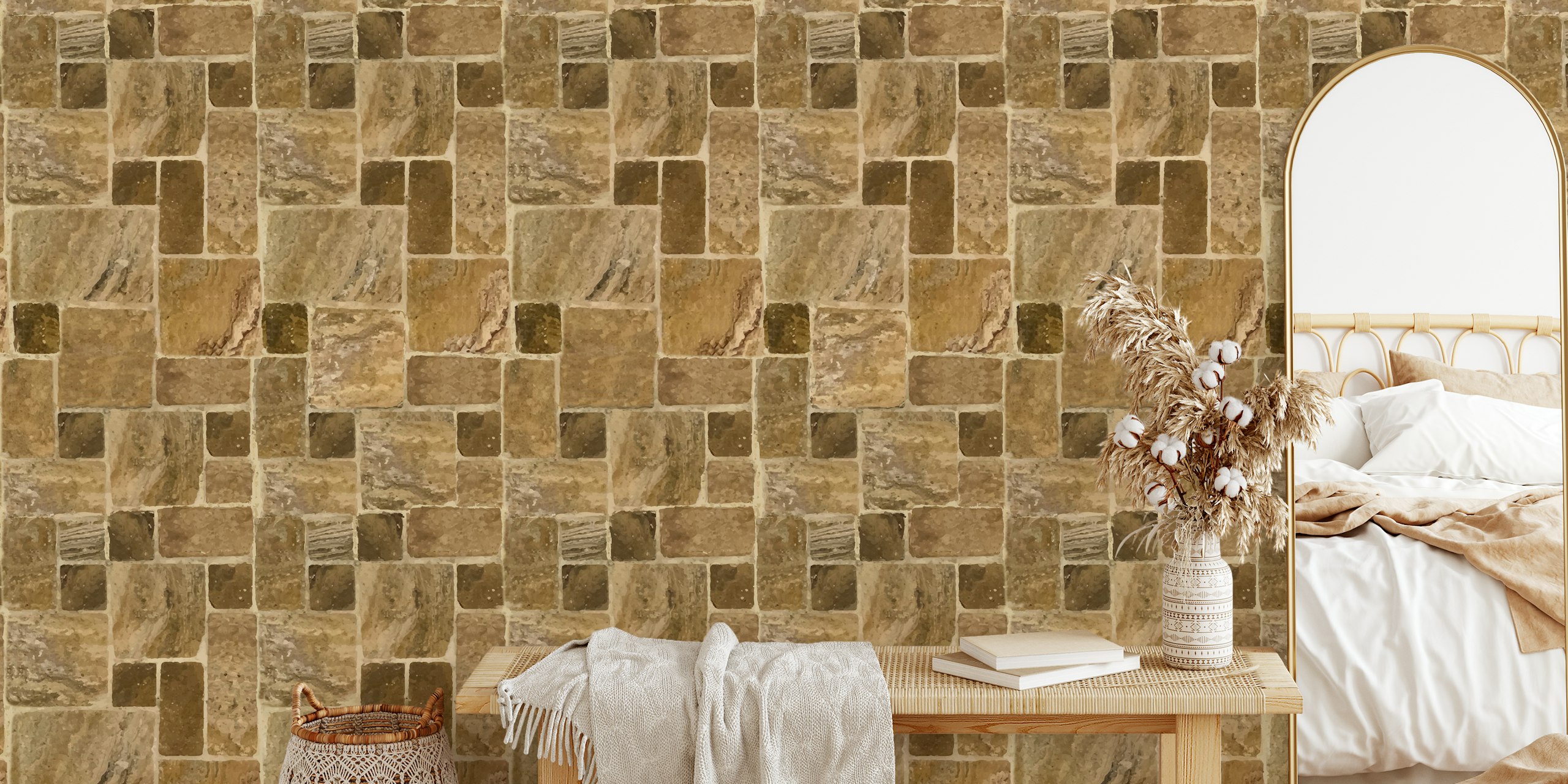 Mediterranean Tile Bliss wallpaper in a room