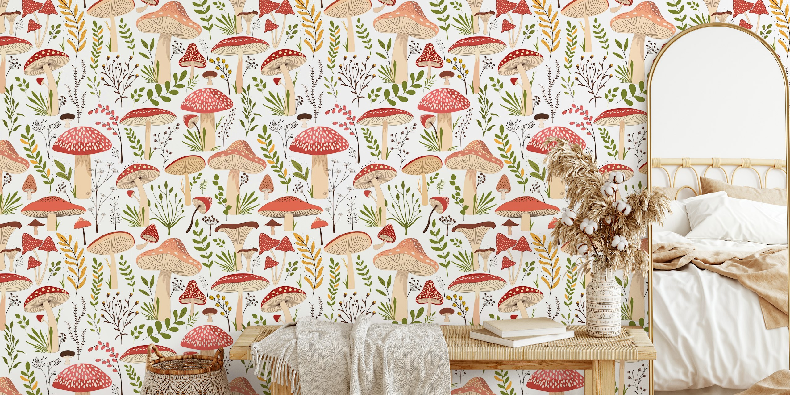 Charming Forest Fungi Design papier peint dans une pièce