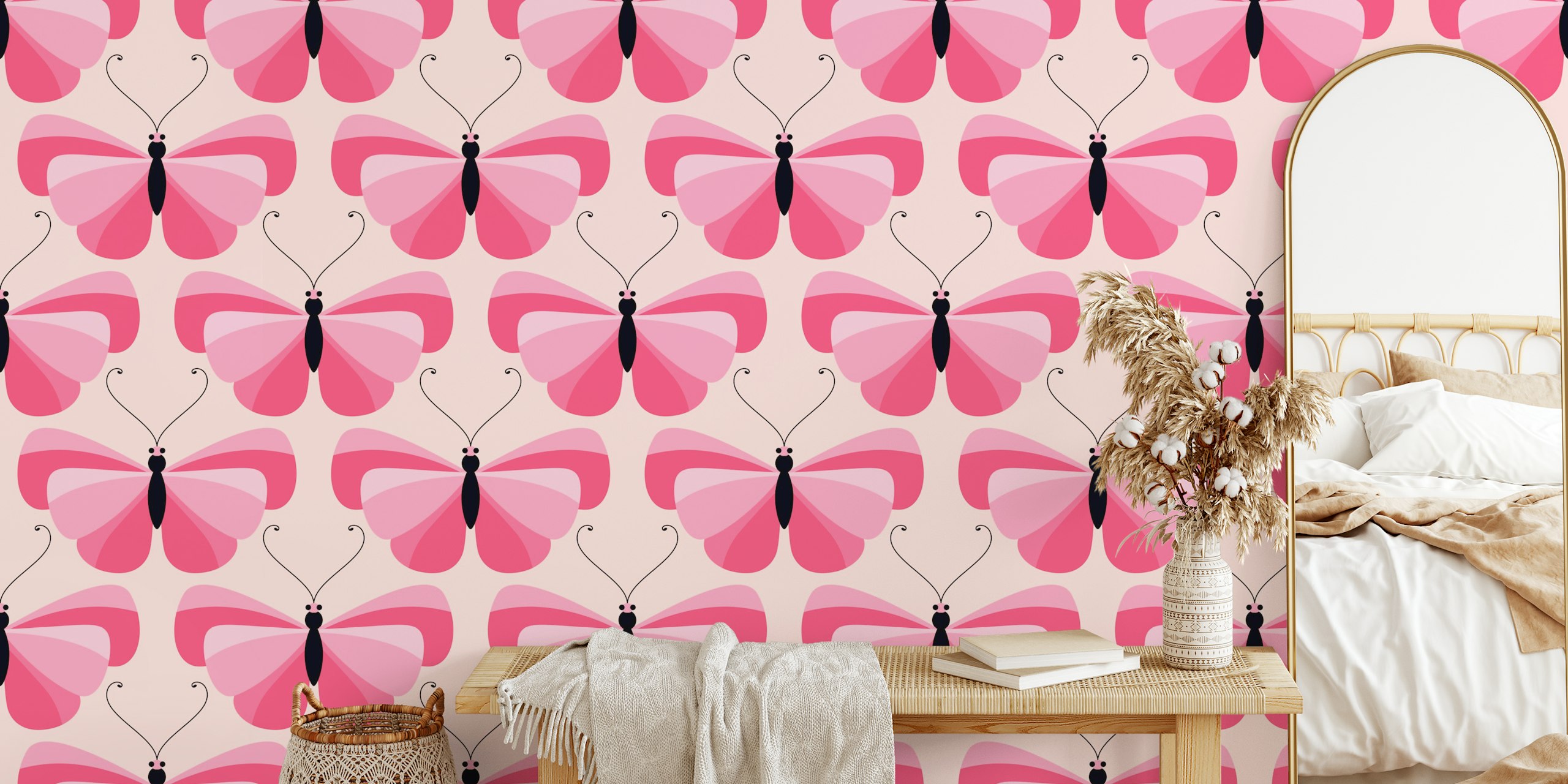 Ταπετσαρία Pink Butterfly Dreams σε ένα δωμάτιο