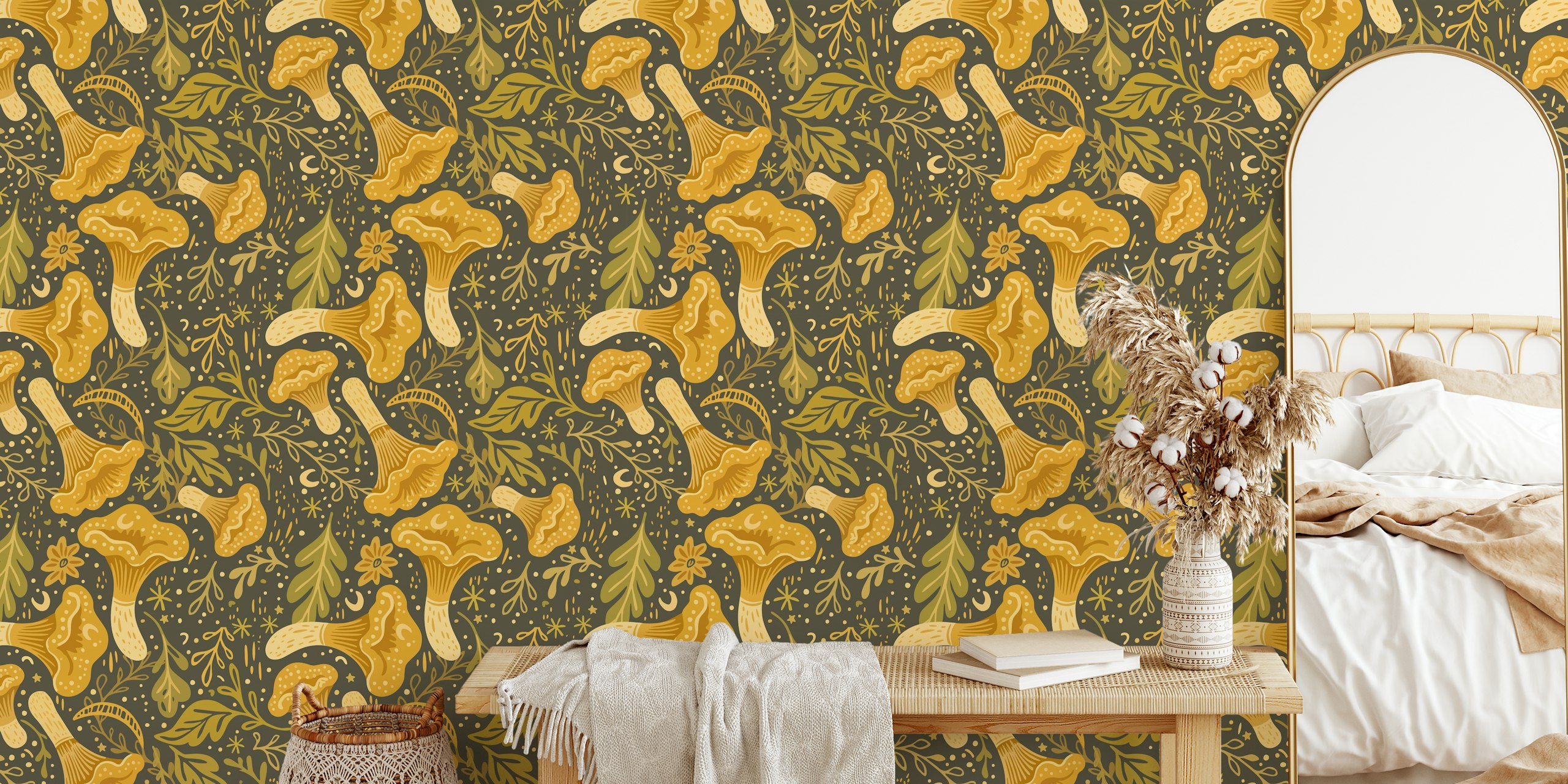 Diseño de papel pintado Charming Forest Encounter en una habitación