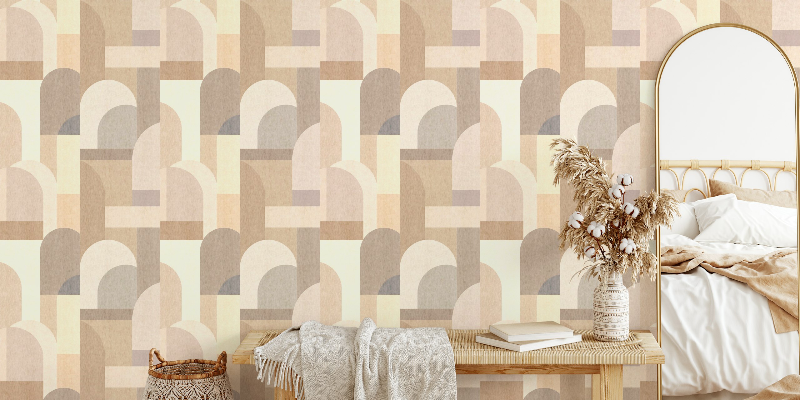 Textured Architectural Geometric - Topli Bež tapeta u prostoriji