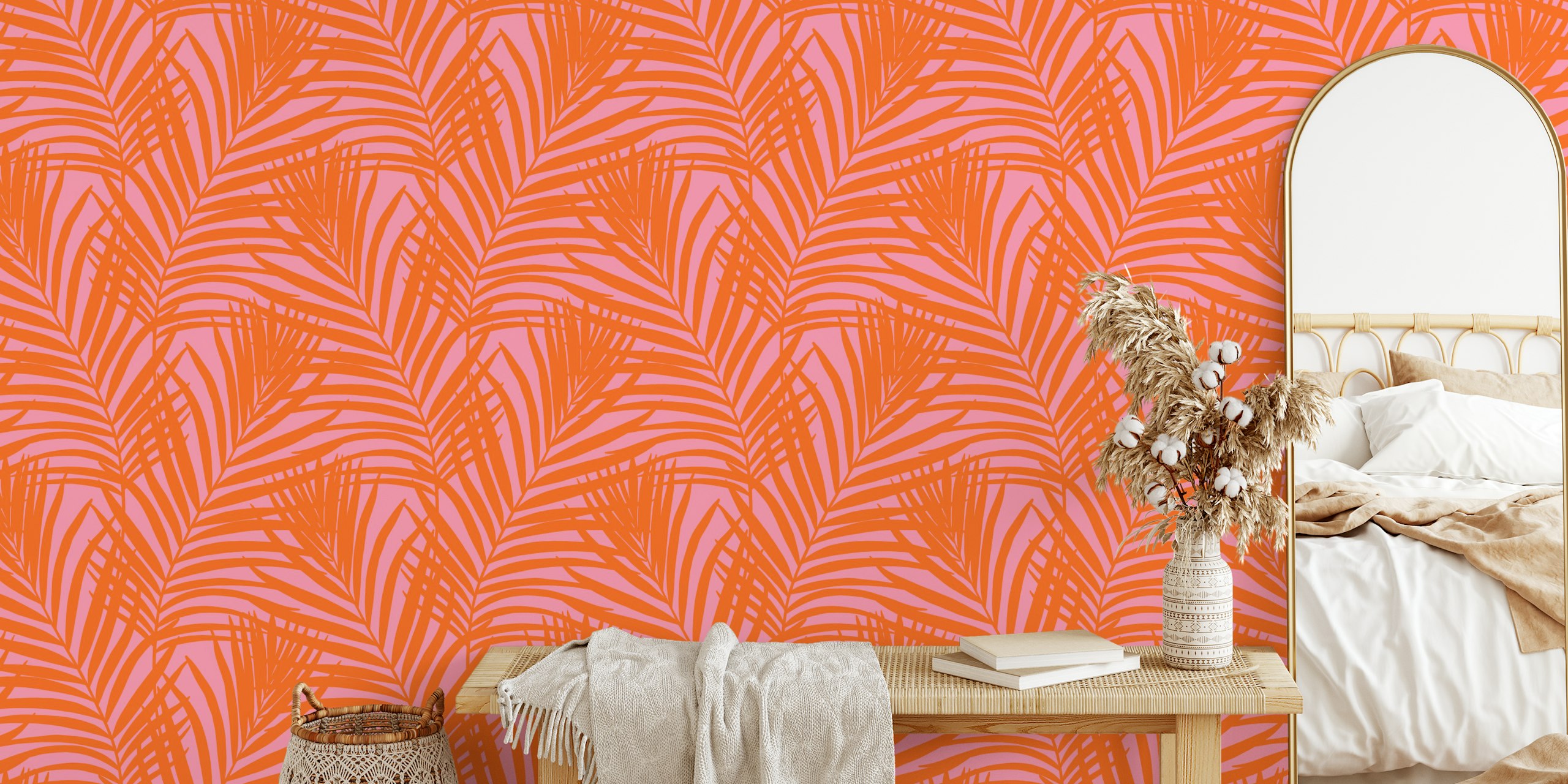 Coastal Palm Leaves-tapet i ett rum