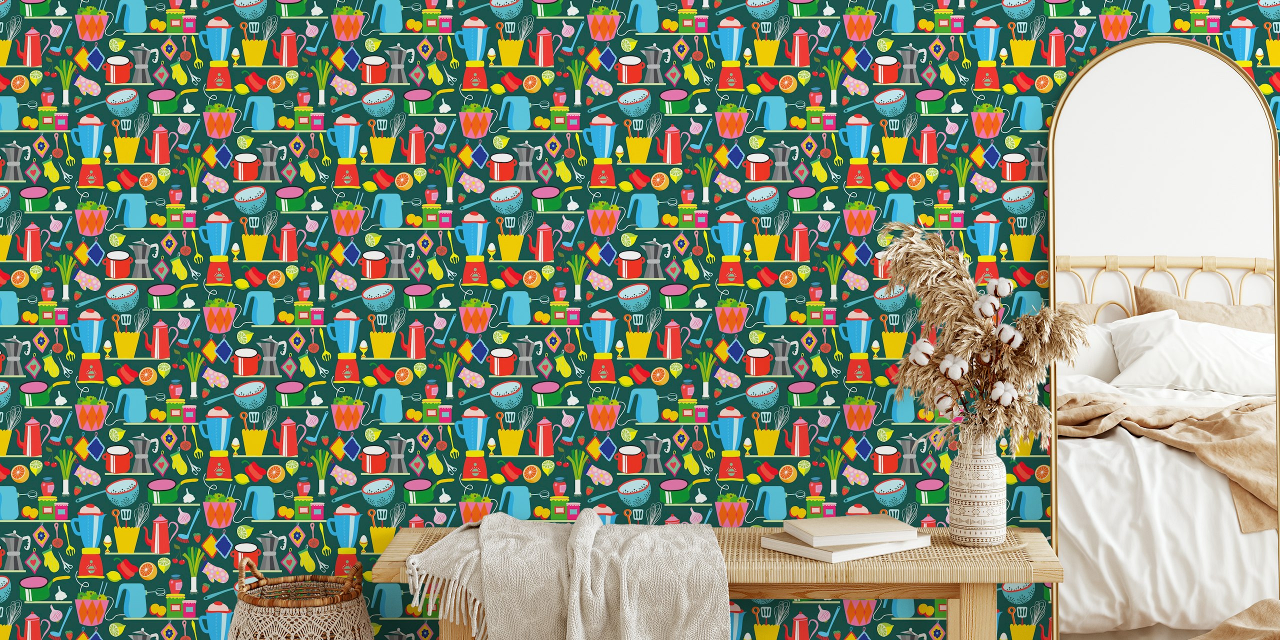 Colorful kitchen wallpaper design
