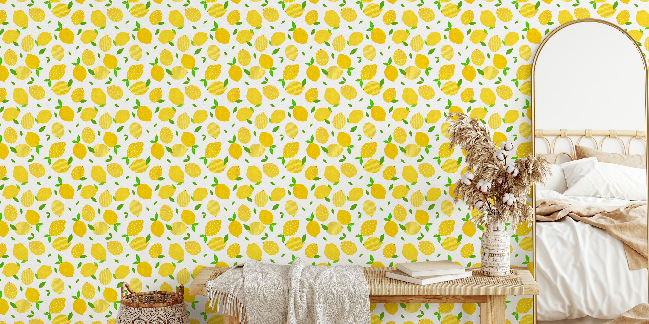 Carta da parati Lemon Crowd mostrata in una stanza