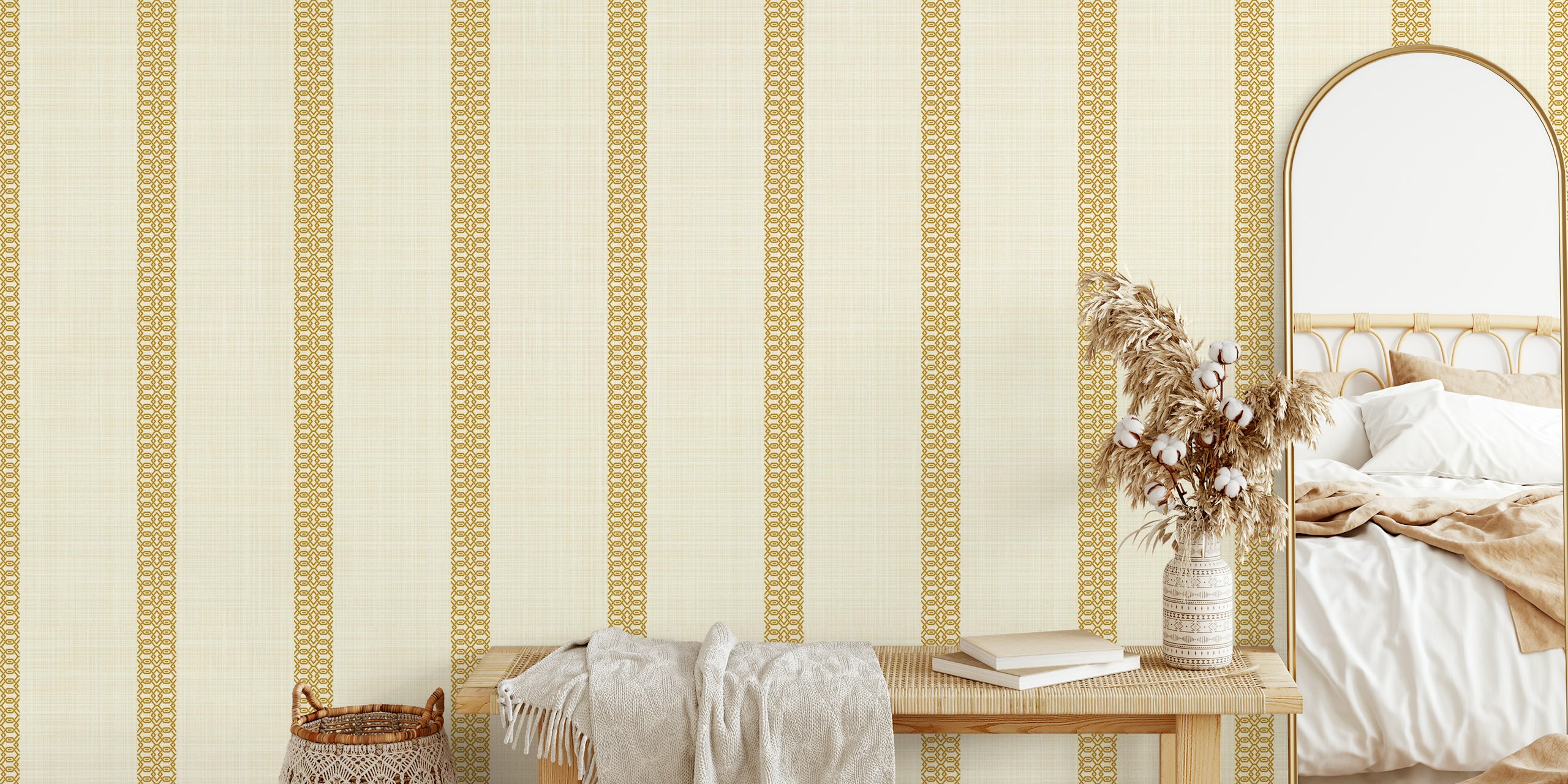 Luxurious Golden Lattice wallpaper in a room