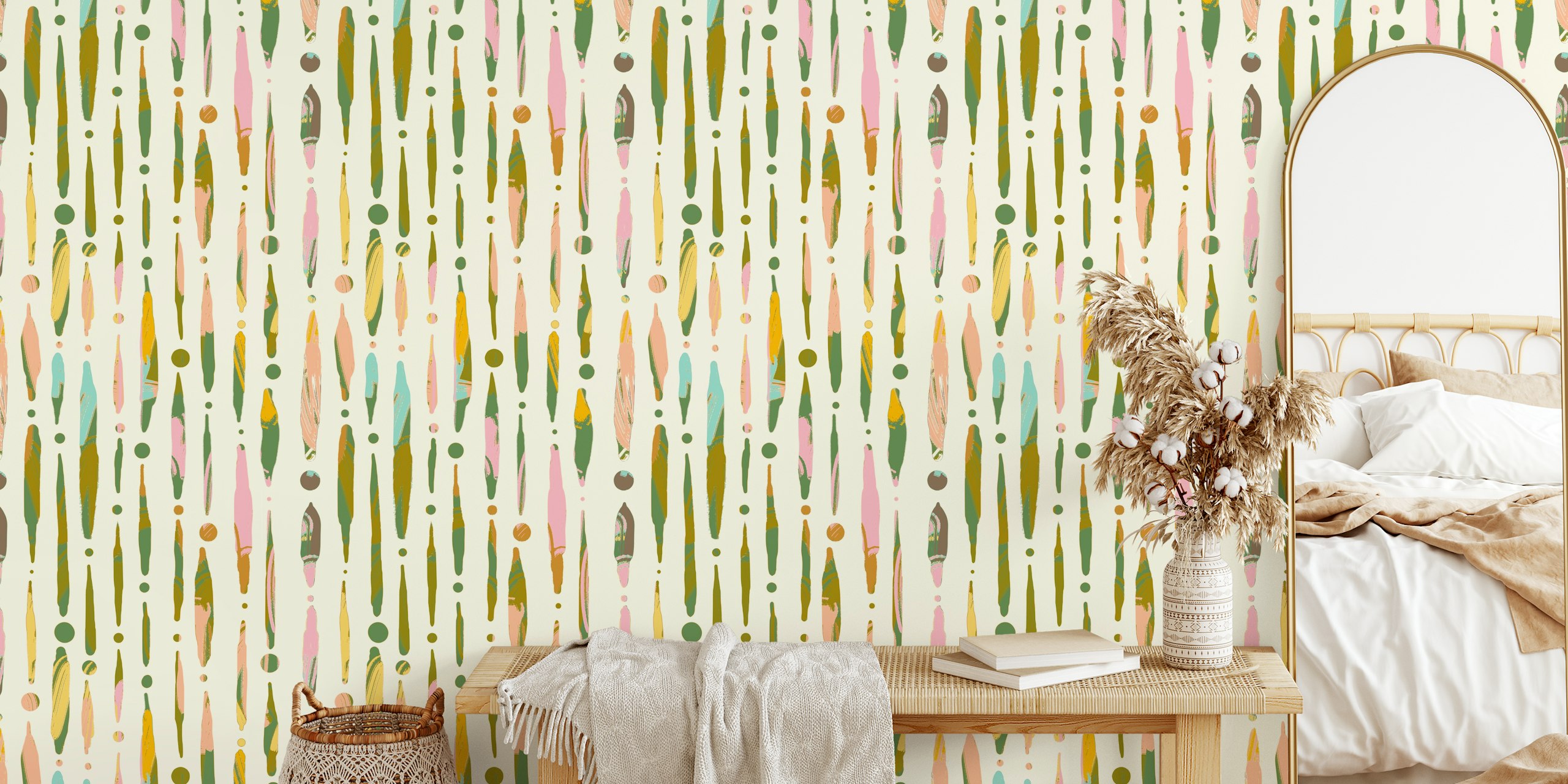 Colorful dripping lines tapet i et rum