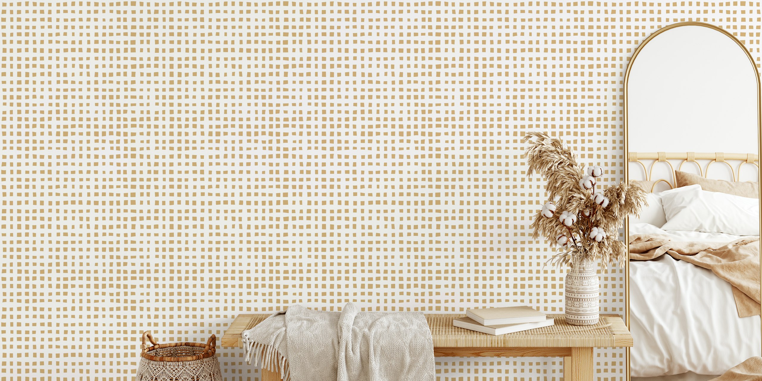 Tapeta Modern Chic Squares Beige u sobi