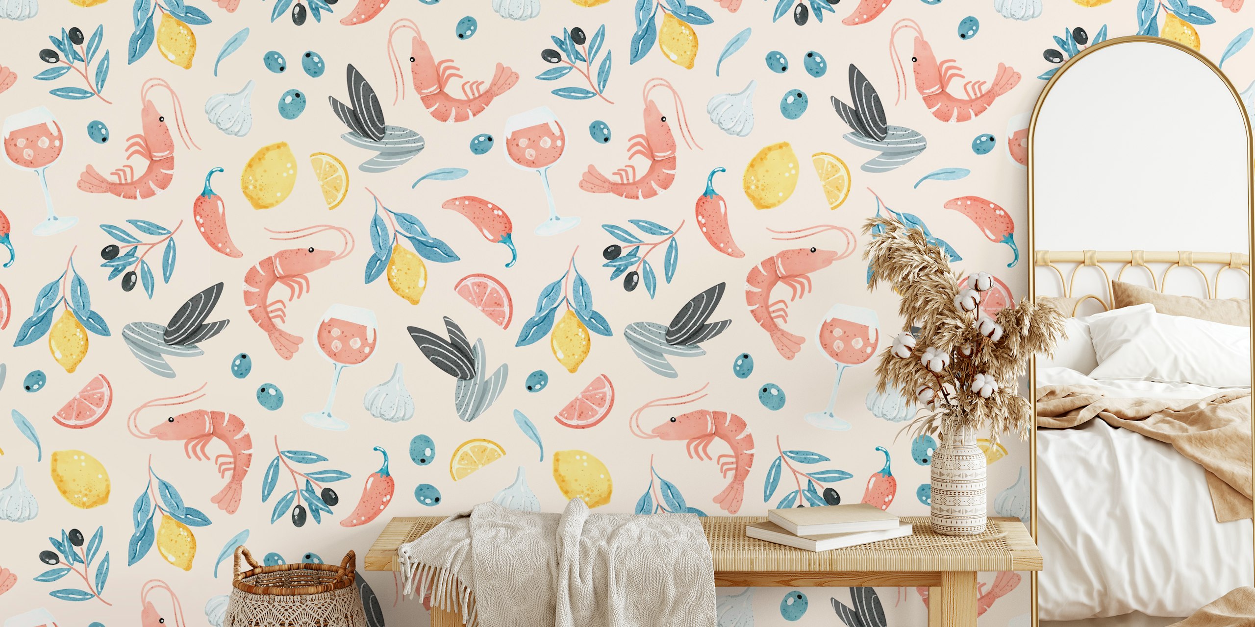 Pastel pink wallpaper en una habitación vibrante