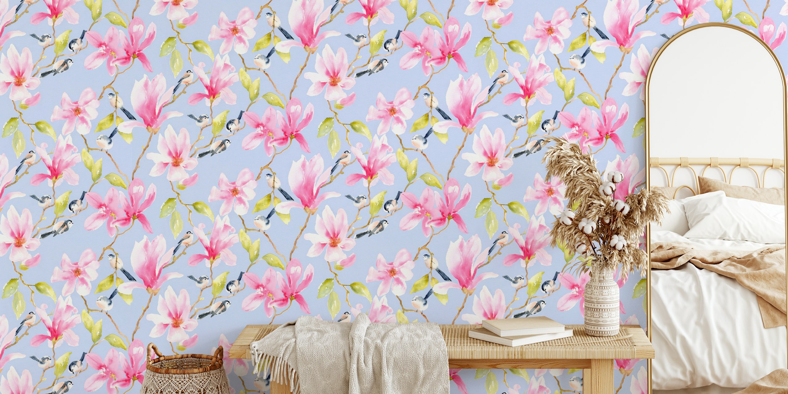 Pink Magnolia Watercolour Delight Tapetdesign