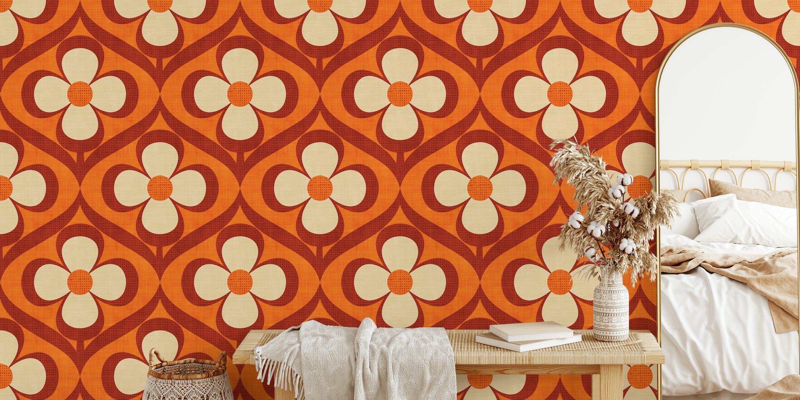 Σχεδίαση ταπετσαρίας λουλουδιών Mid Century Modern