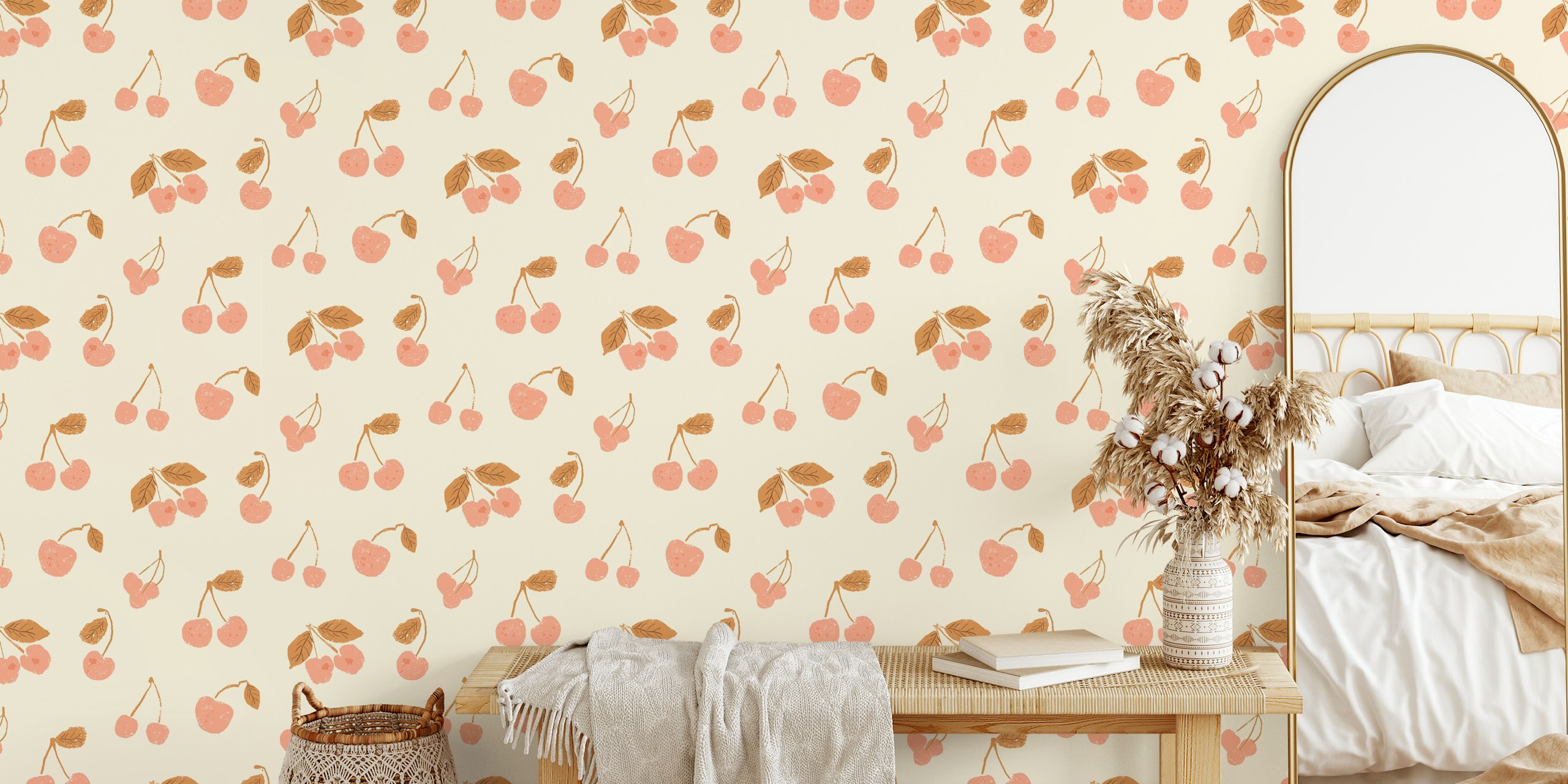 Rustic Cherry Blossoms tapetti huoneessa