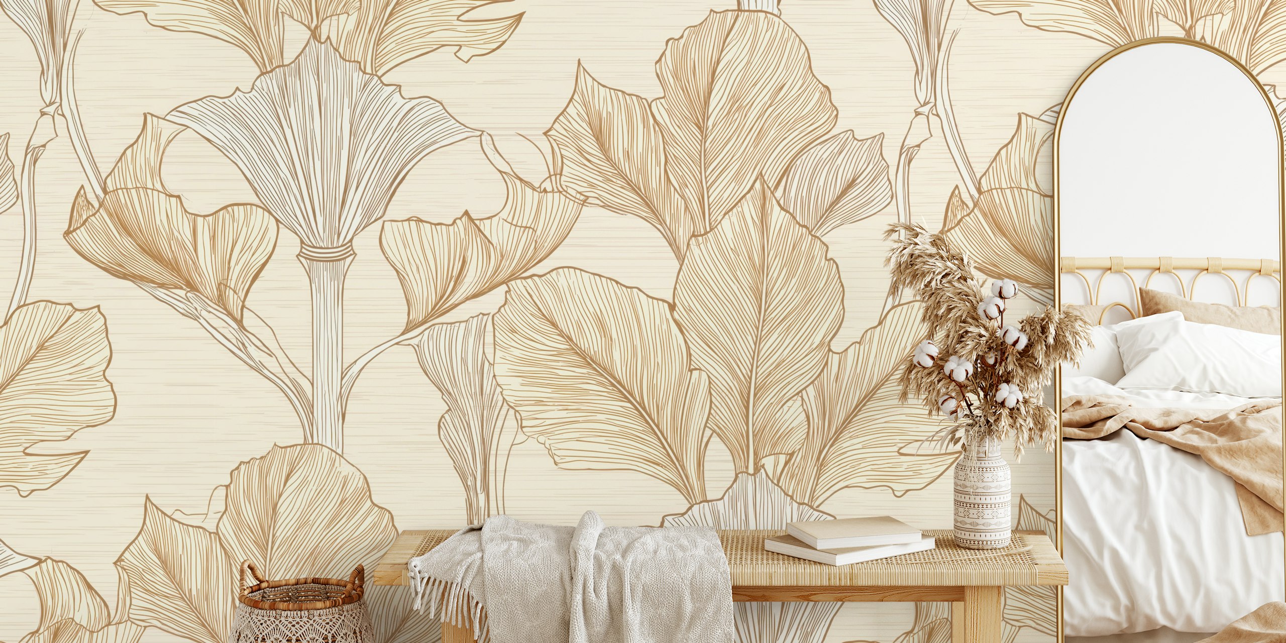 Vintage Leaf Elegance tapeta u sobi