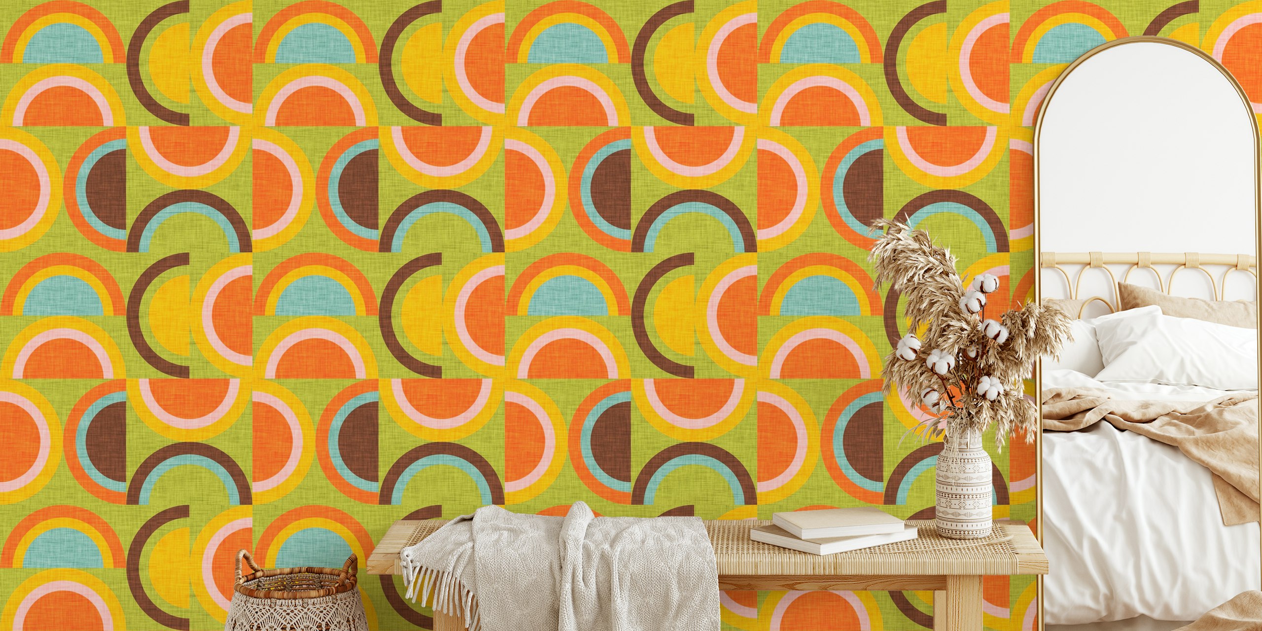 Colorful mid-century modern wallpaper design