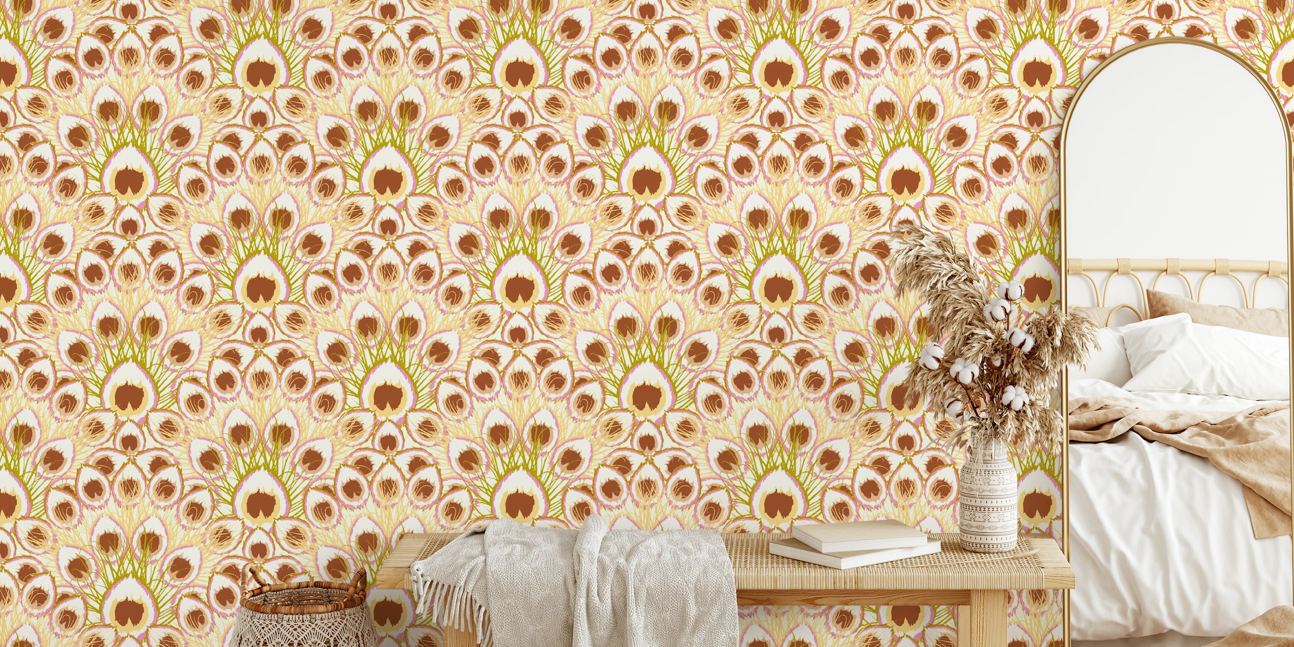 Abstract peacock latte wallpaper pattern