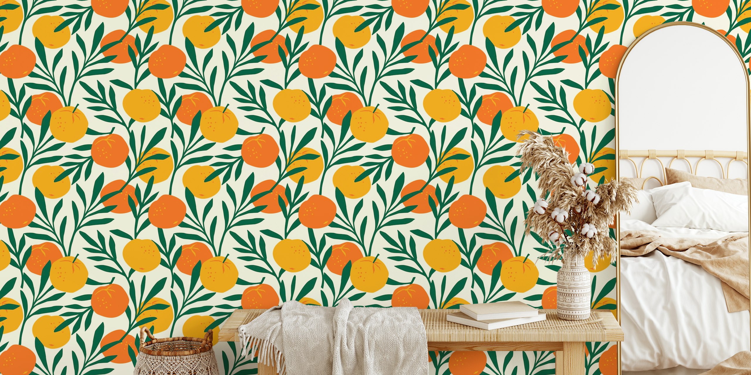 Orange mandarins wallpaper design