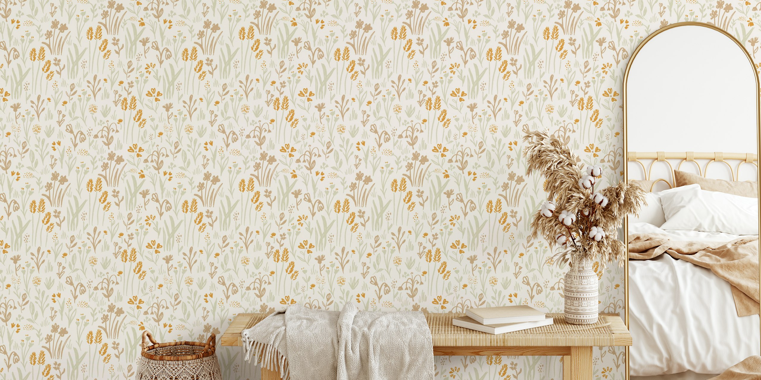 Meadow Wildflowers tapet visad i ett rum