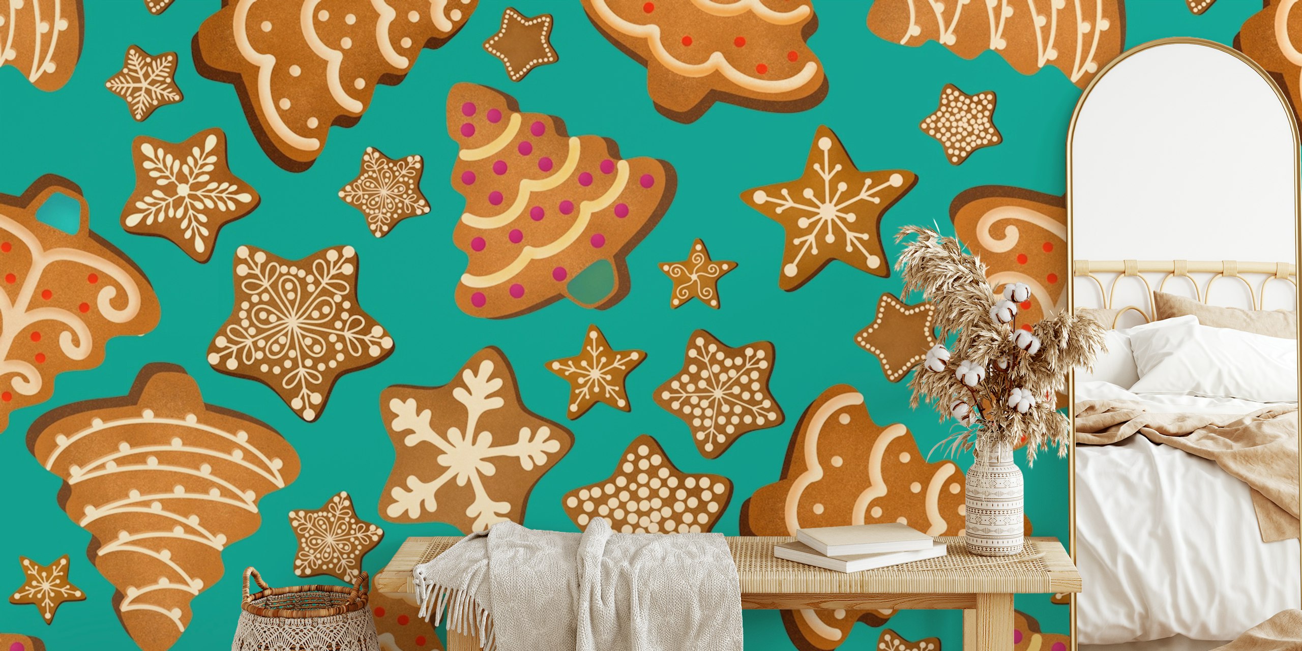 Noël Gingerbread Cookies 2 on Turquoise