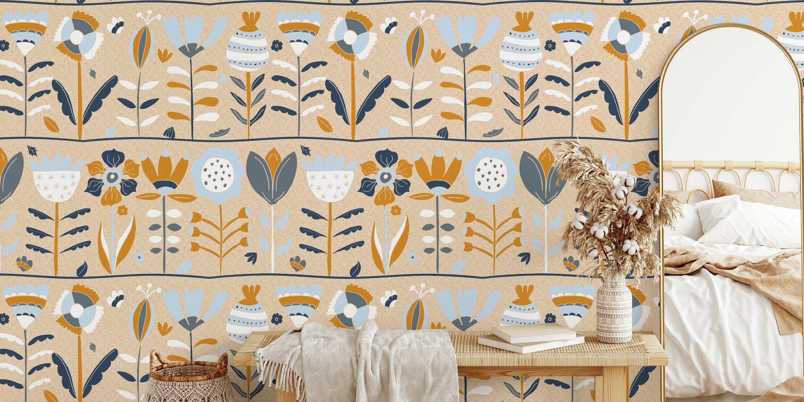 Bountiful Scandinavian Garden Tapete in einem Raum