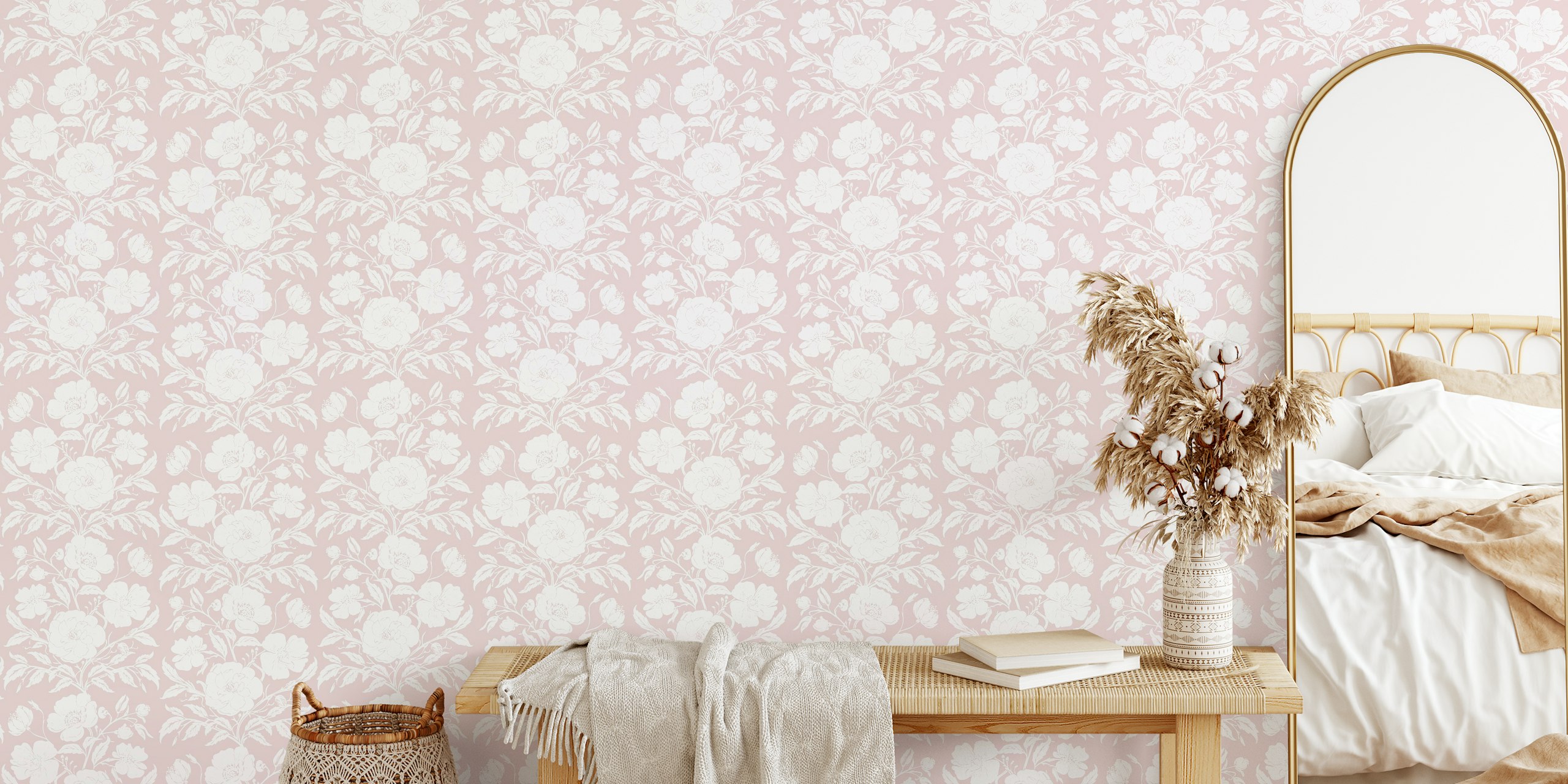 Papier peint floral Eleanor dans un cadre de pièce