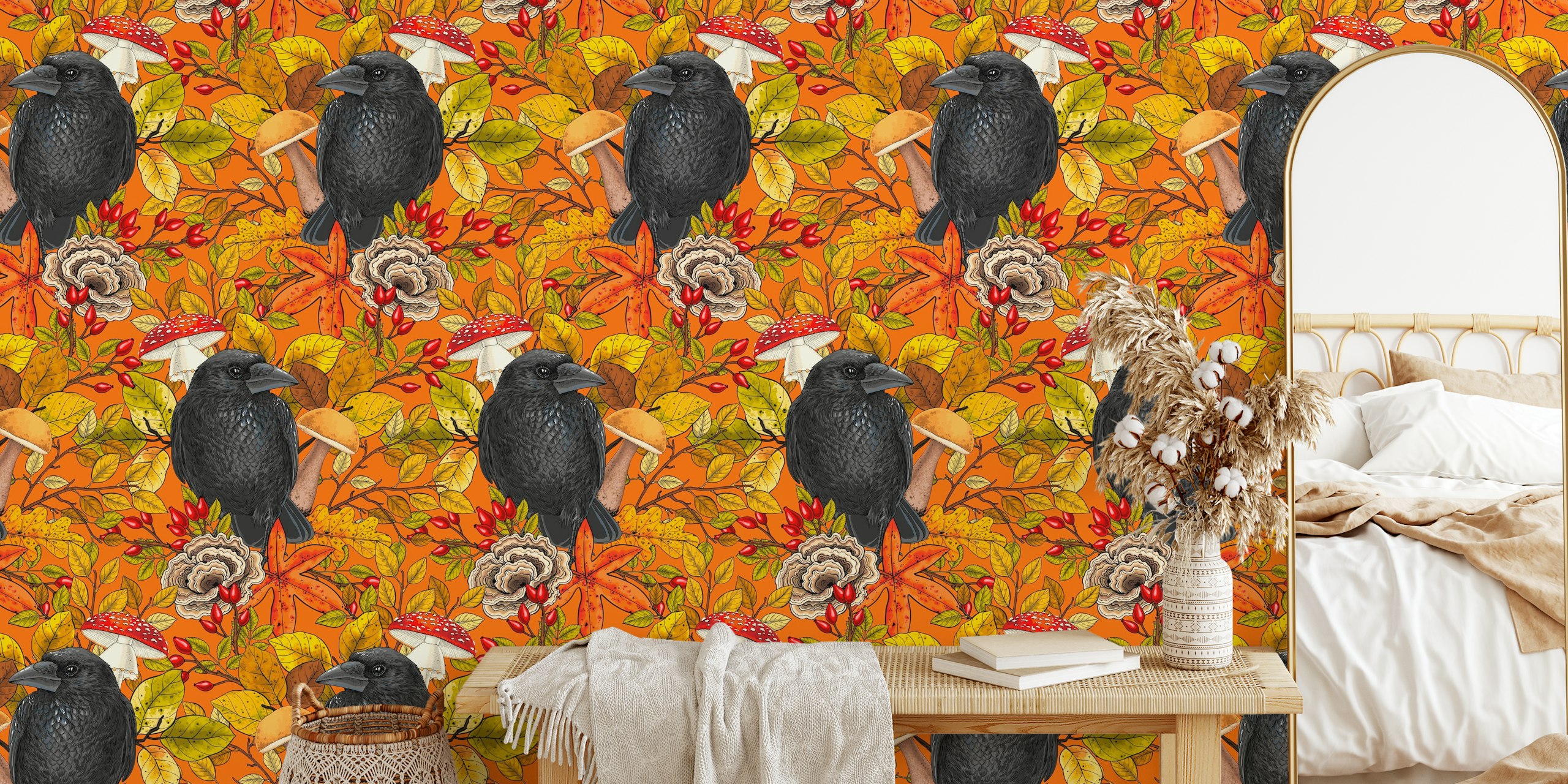 Autumn raven wallpaper u živopisnoj sobi