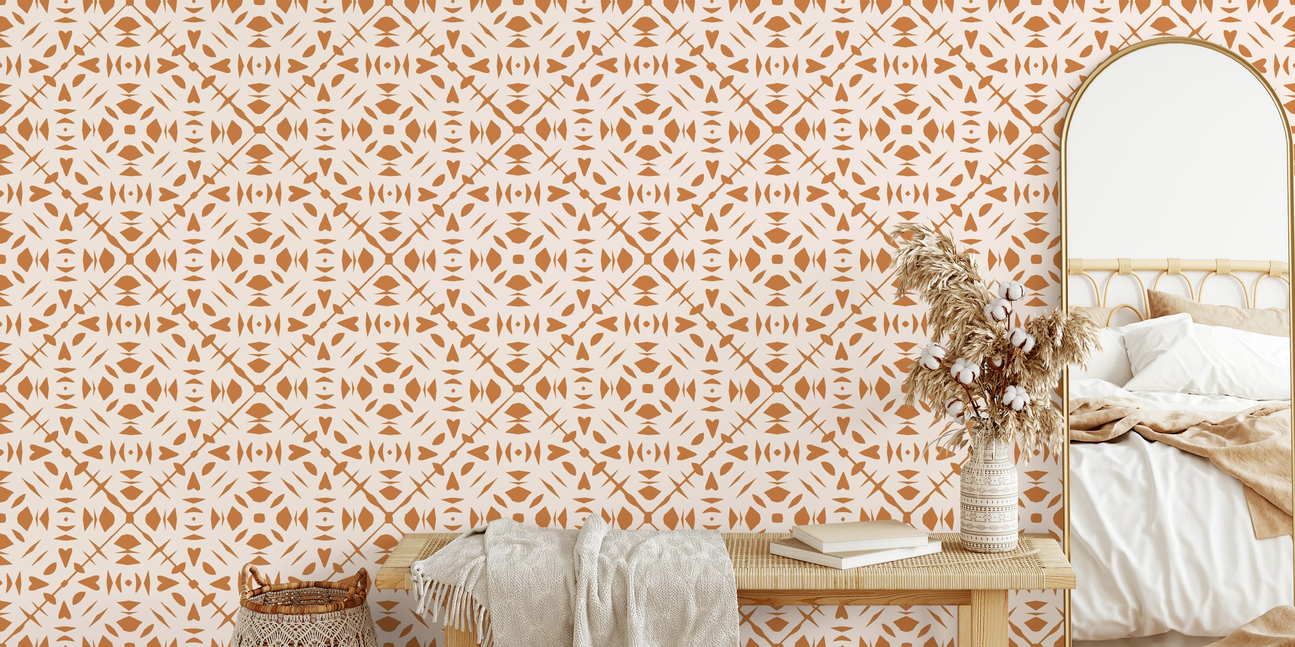 Papercut brown rose tapetti esitelty huoneessa