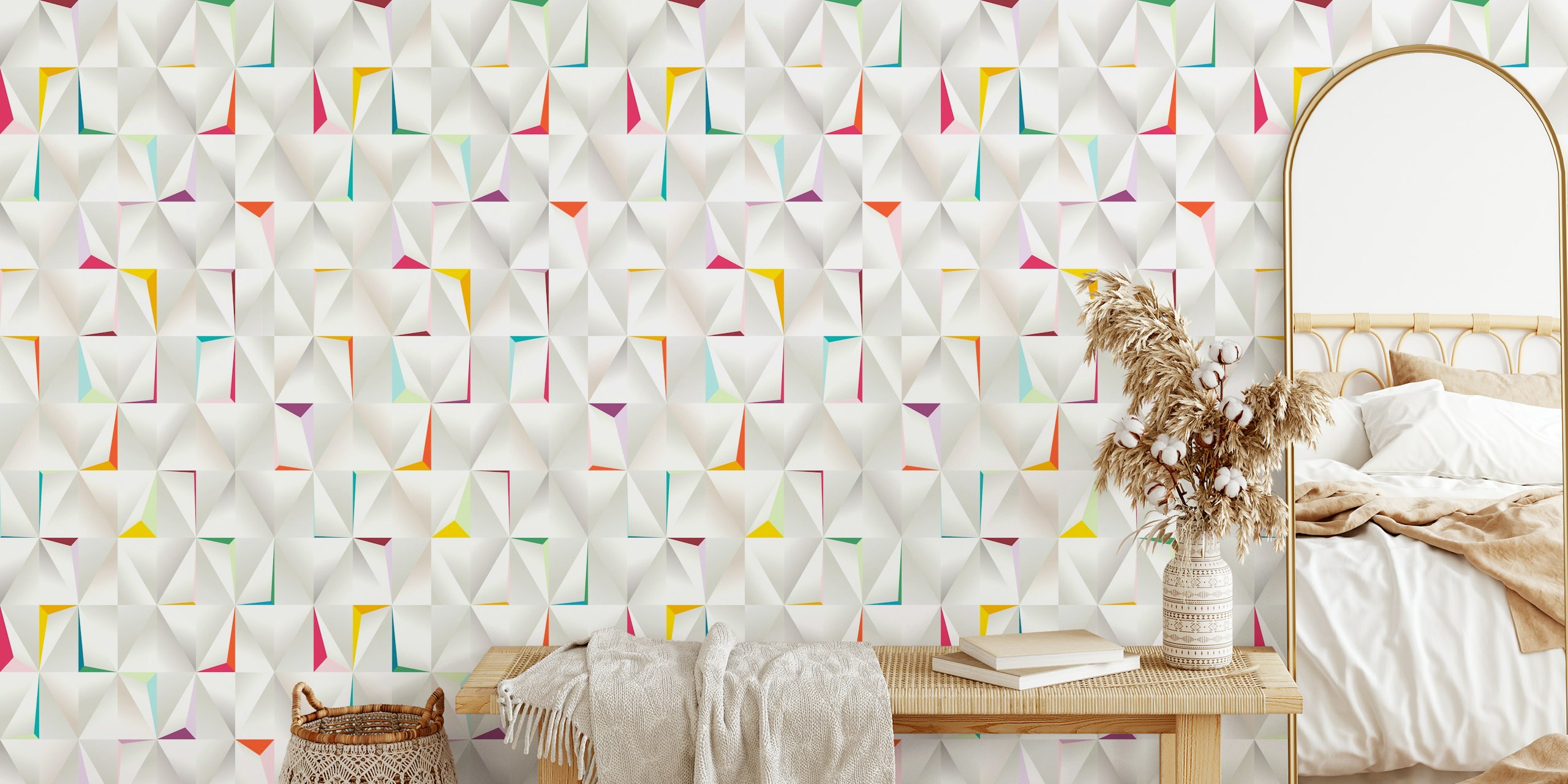 Pride geometric diamonds papel pintado en una habitación