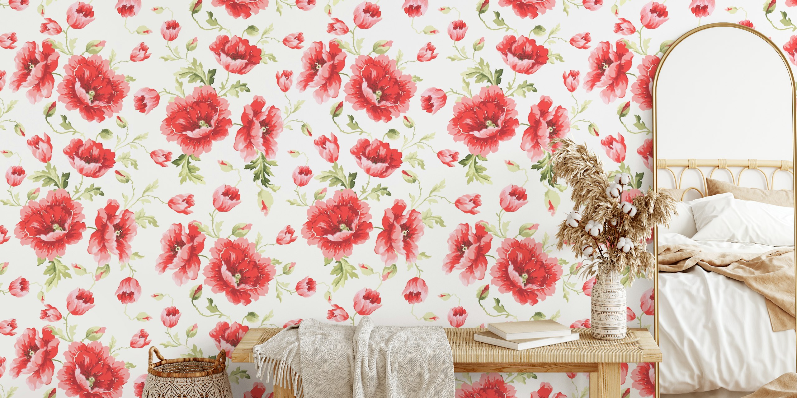 Romantic Victorian poppy ja rose flower