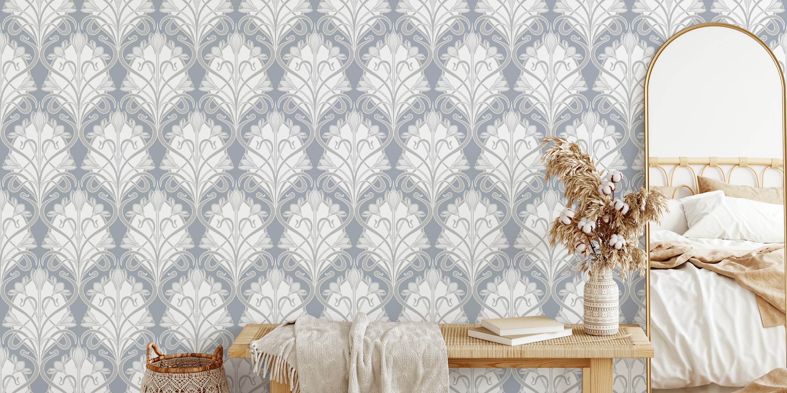 Crocus Art Nouveau -tapetti huoneasetelmassa