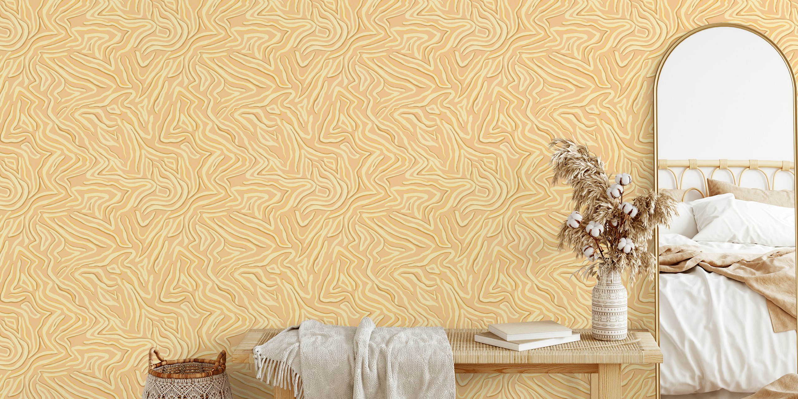 Abstract tiger stripe pattern in muted tones for wall mural