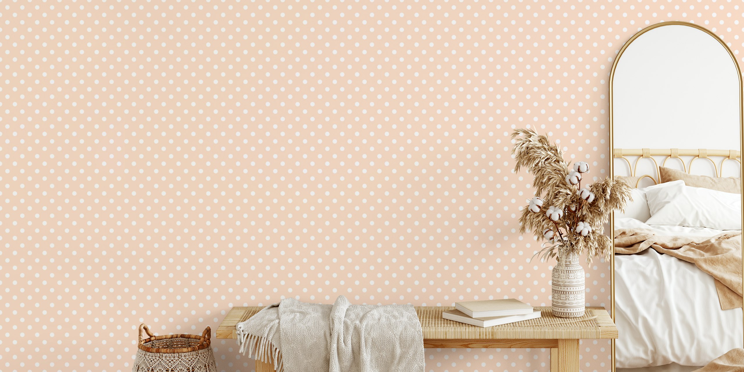 Polka dots wallpaper in a room setting