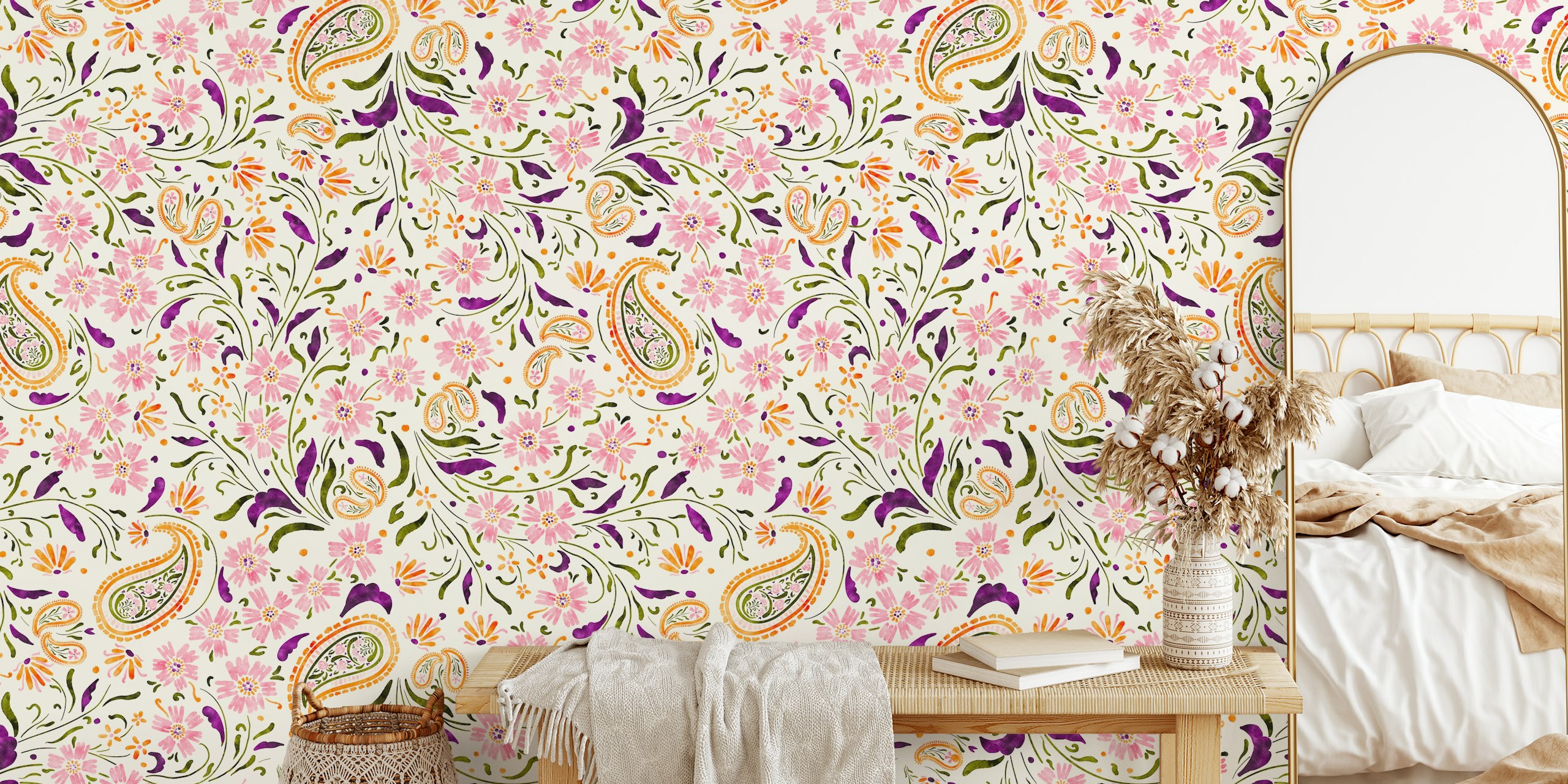 Floral paisley garden papier peint dans une pièce